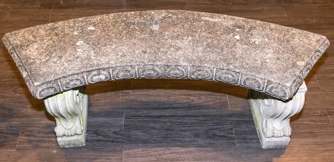 A Neoclassical Style Concrete Garden Bench