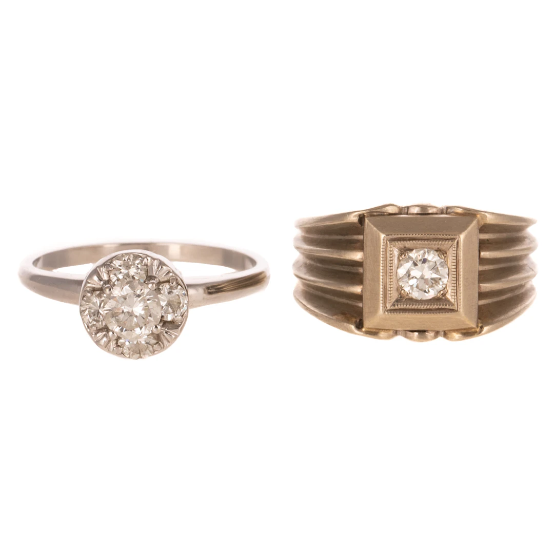 Two Diamond Rings in 14K