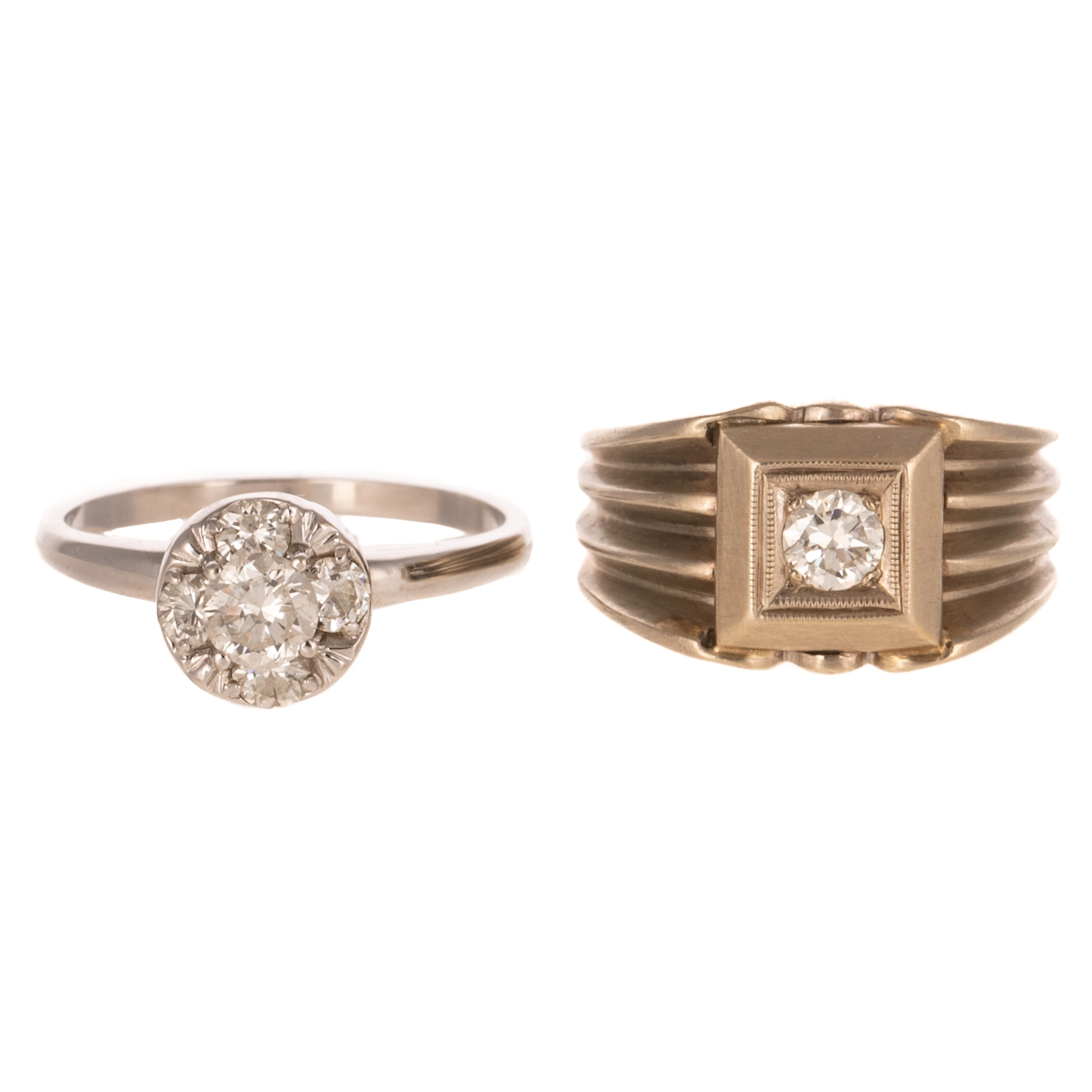 Two Diamond Rings in 14K