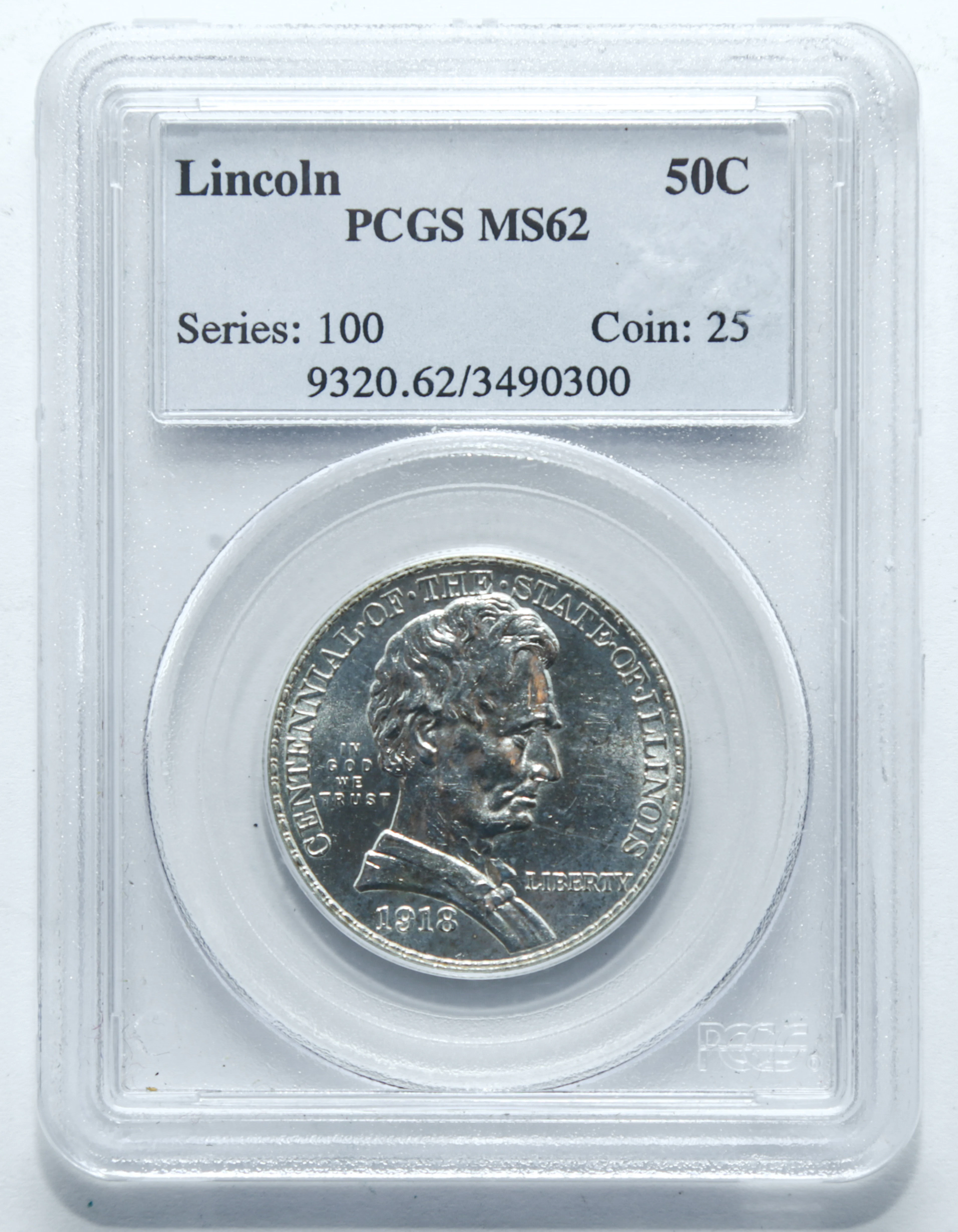 1918 Lincoln Commemorative PCGS MS62