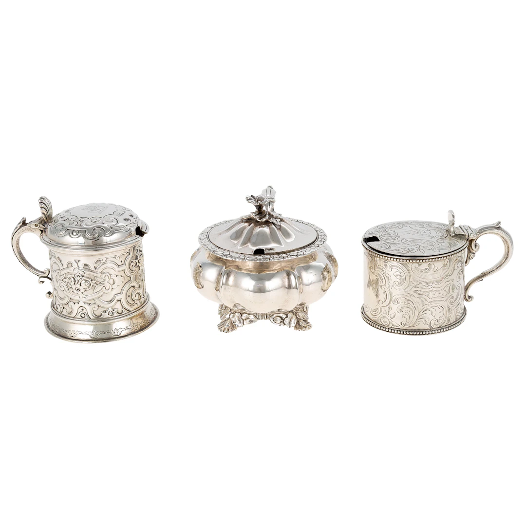 Three Victorian Silver Mustard Pots
