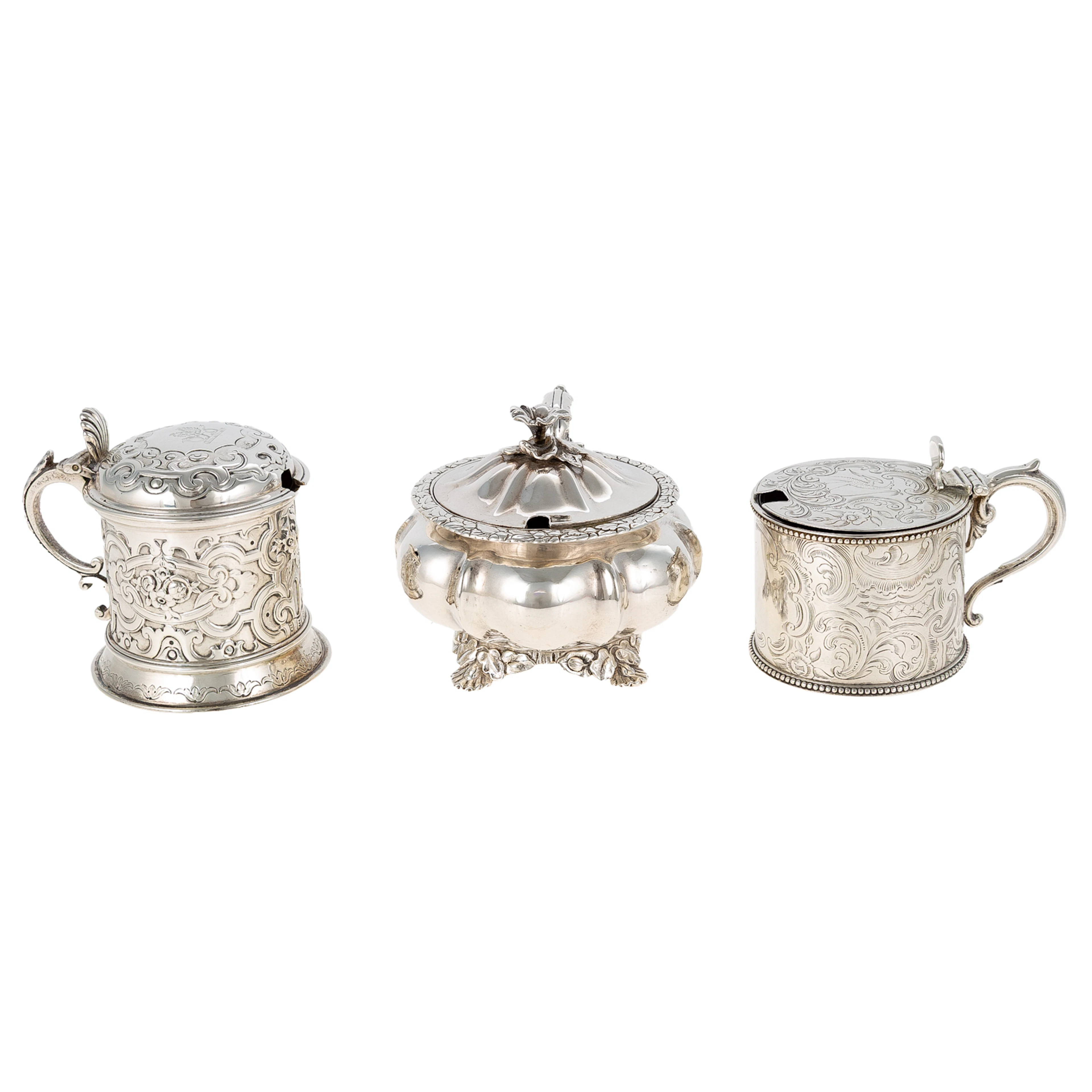 Three Victorian Silver Mustard Pots