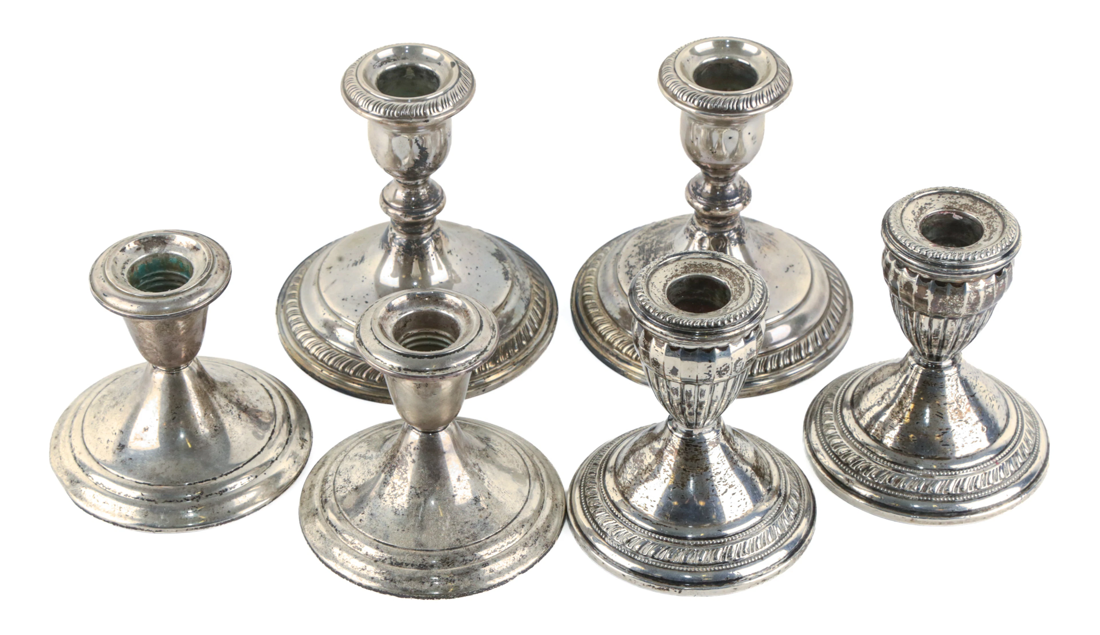 Three Pairs of Weighted Sterling Candlesticks
