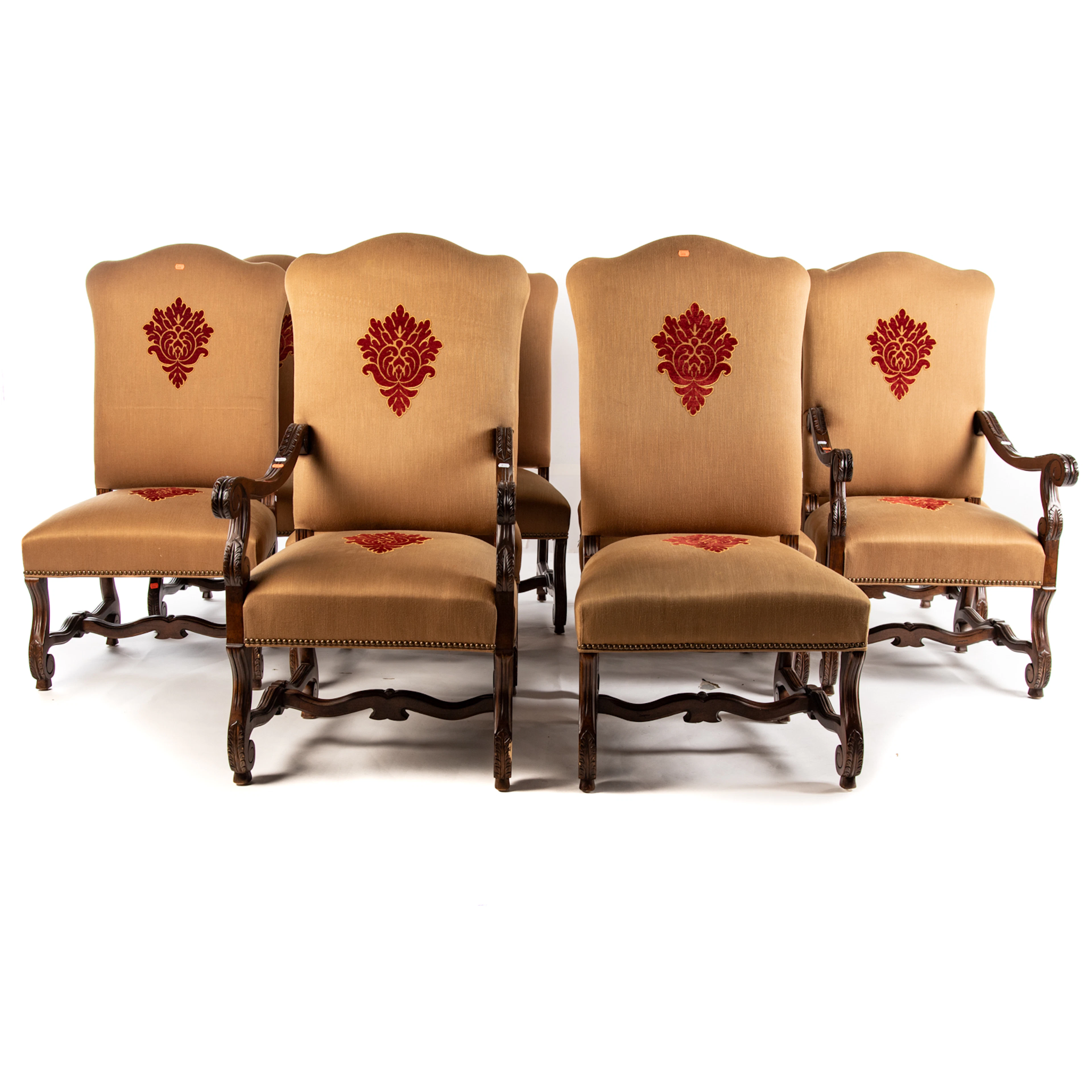 Set of Ten Custom Upholstered Dining Chairs