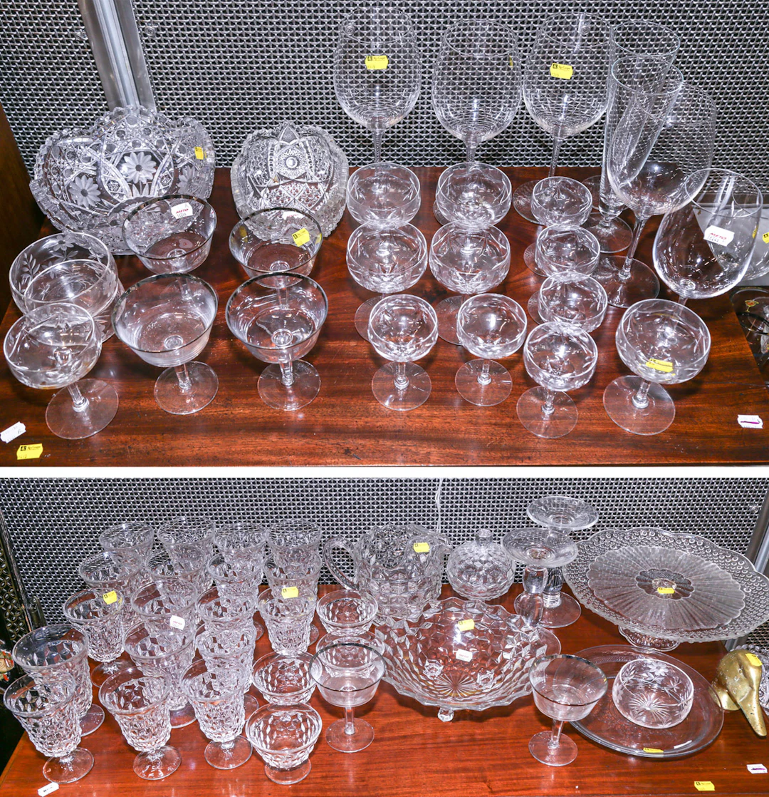 A Large Assortment of Colorless Glassware