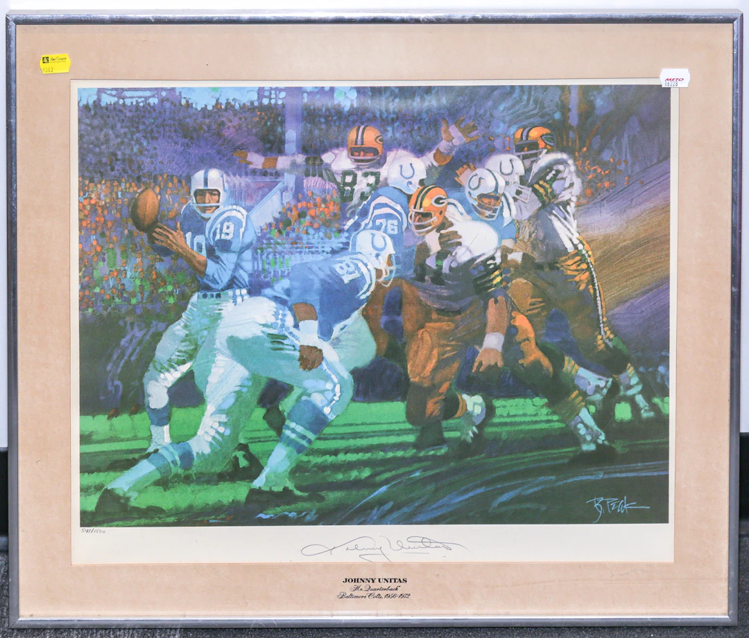 An Autographed Johnny Unitas Print, Framed