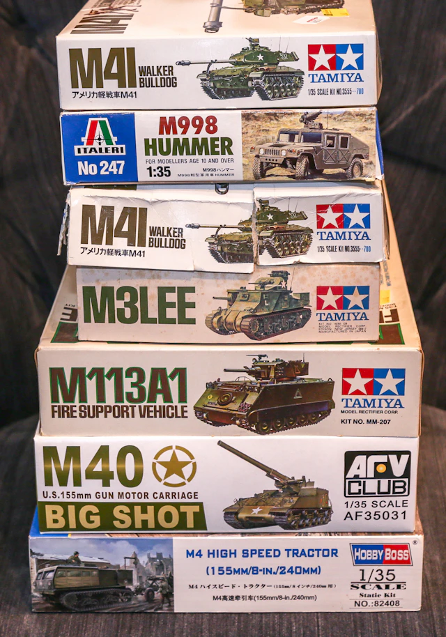 Seven U.S. Military Model Kits