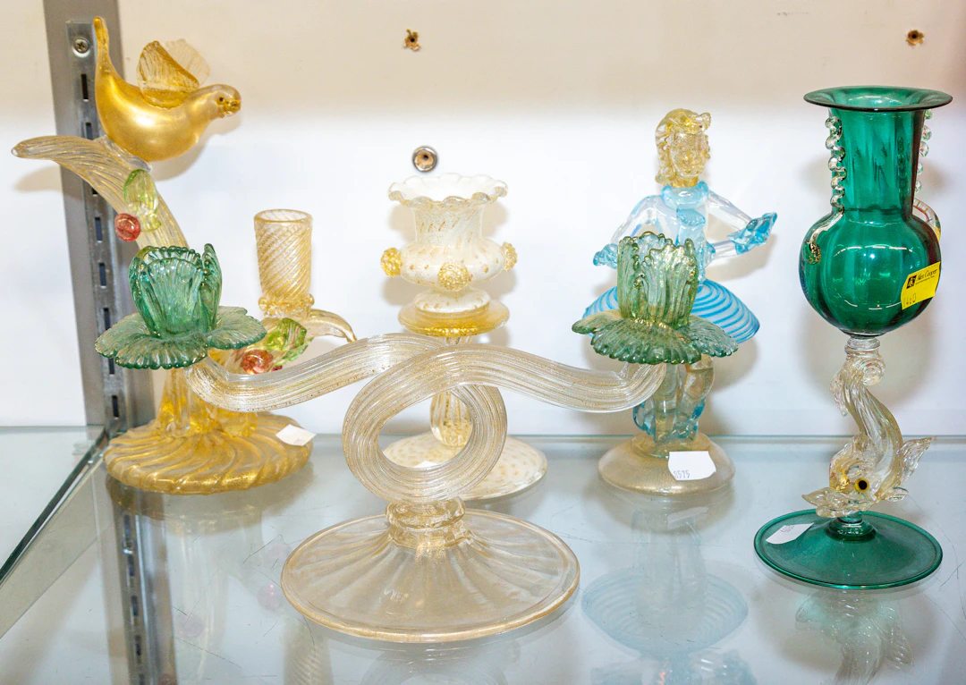 Five Murano Blown Glass Confections
