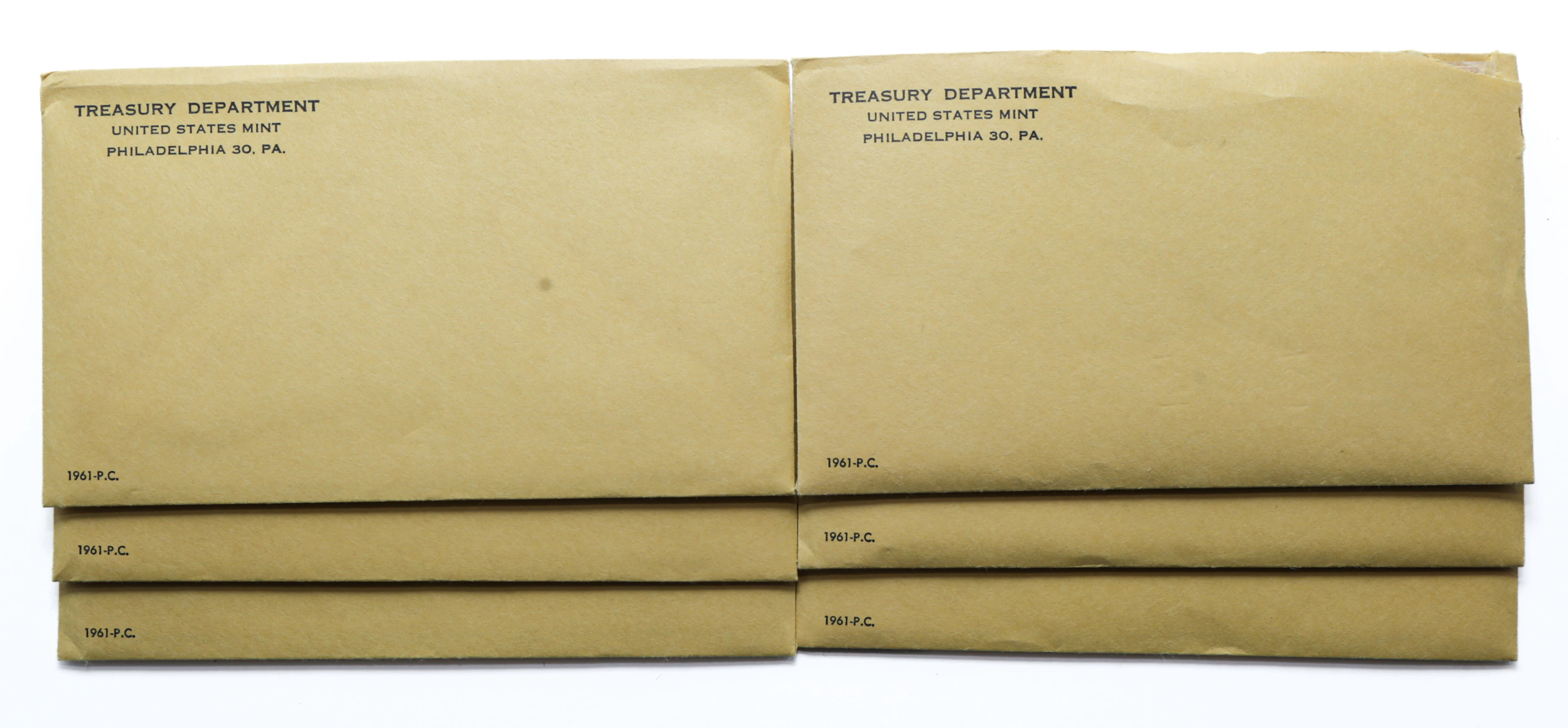 Six 1961 Proof Sets from May 19 1961 Shipping Box