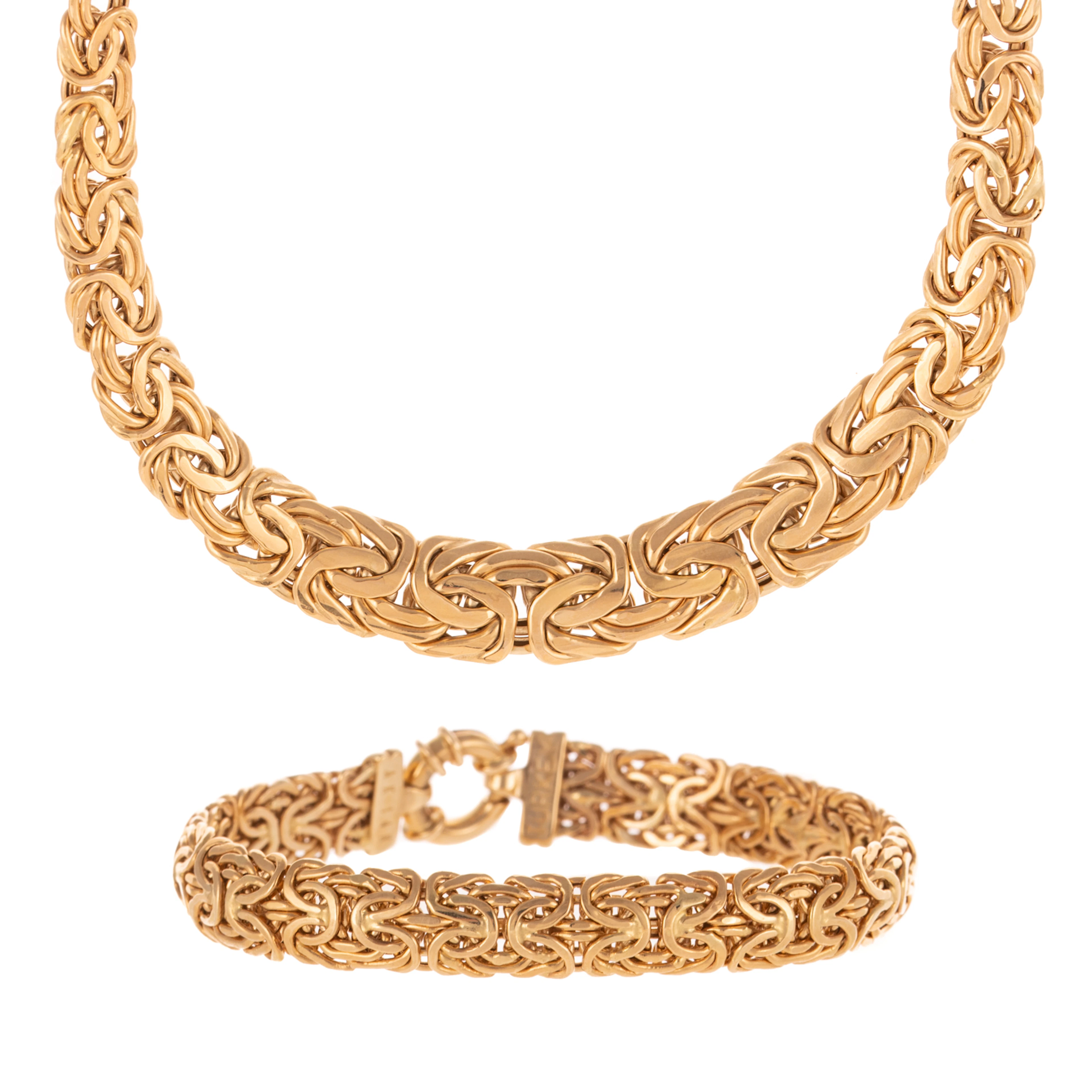 A Graduated Byzantine Necklace & Bracelet in 14K
