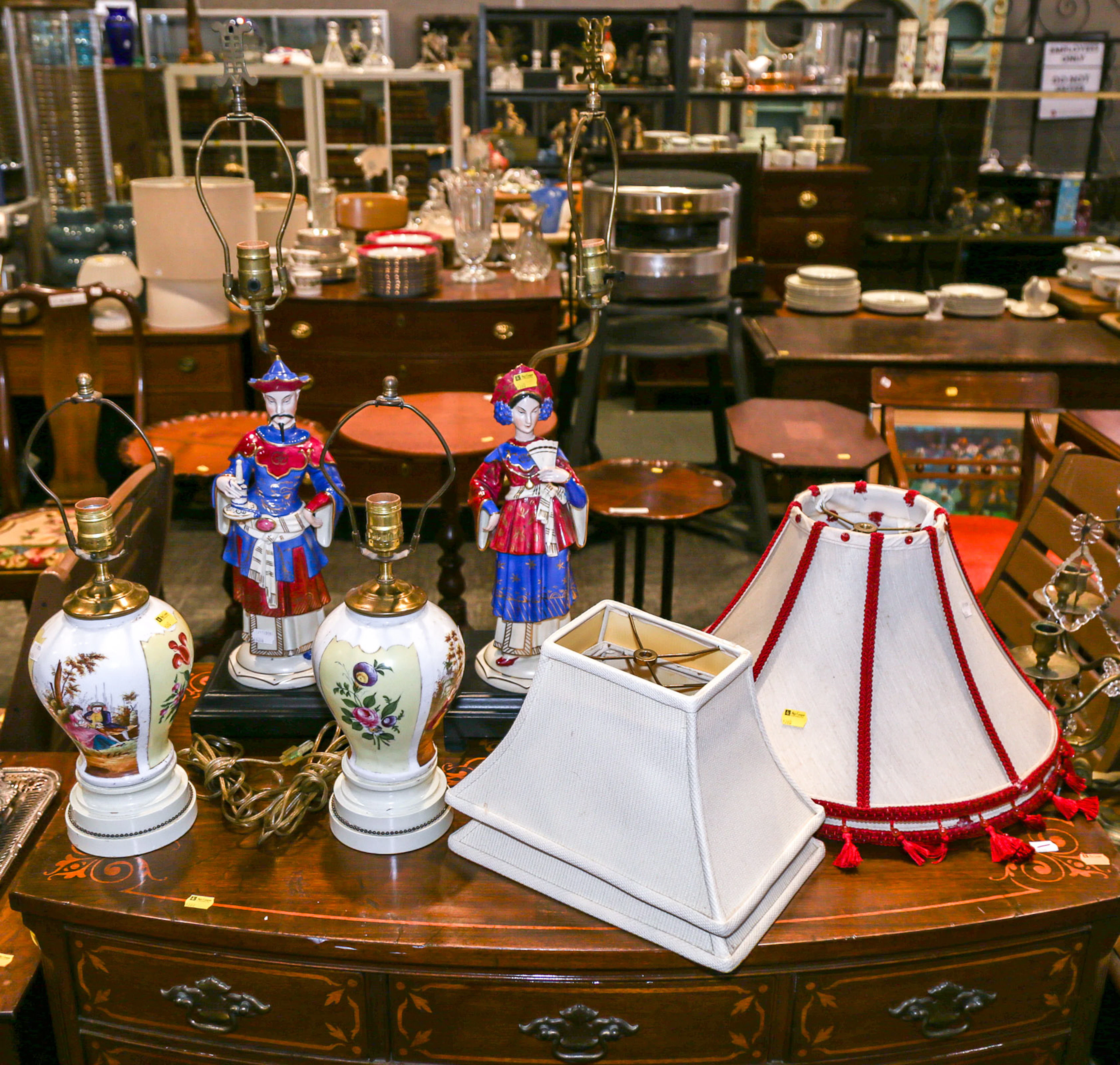 Two Pairs of Table Lamps, with Shades
