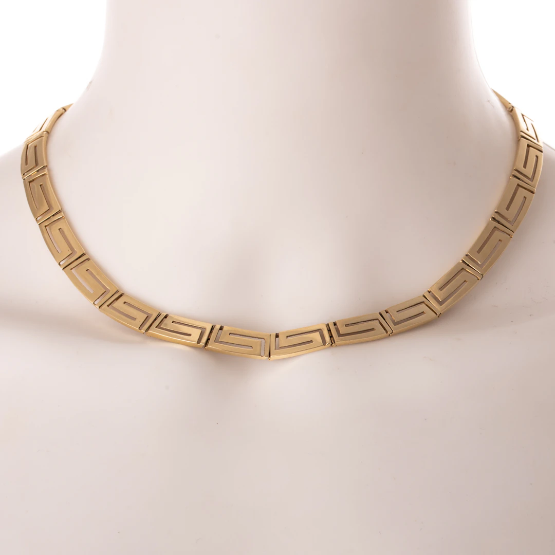 A Greek Key Link Necklace in 14K