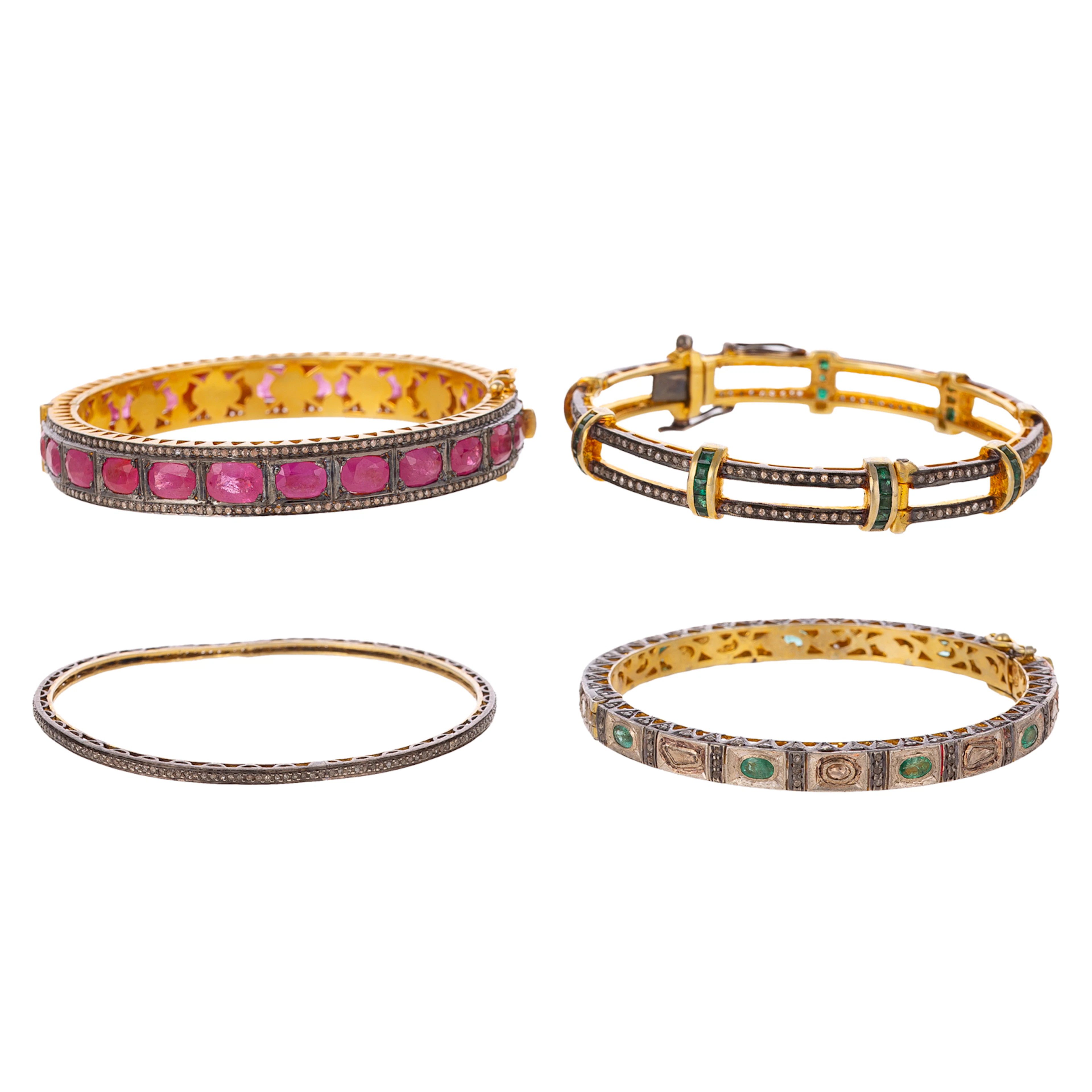 Four Diamond, Ruby & Emerald Bangles