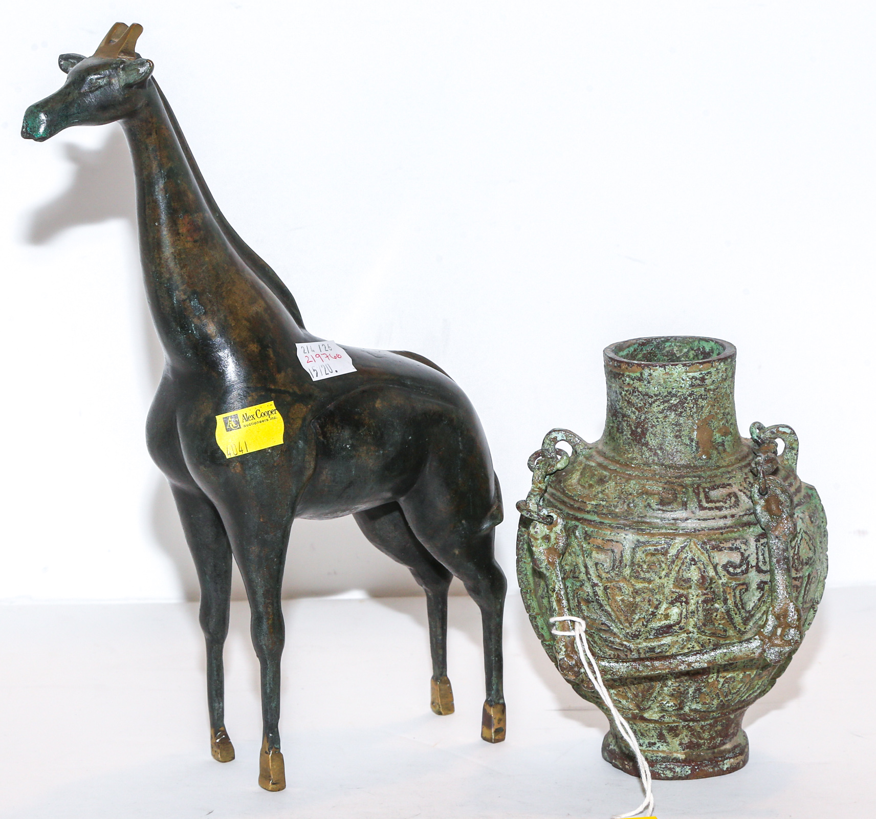 A Chinese Archaic Style Bronze & A Giraffe Figure