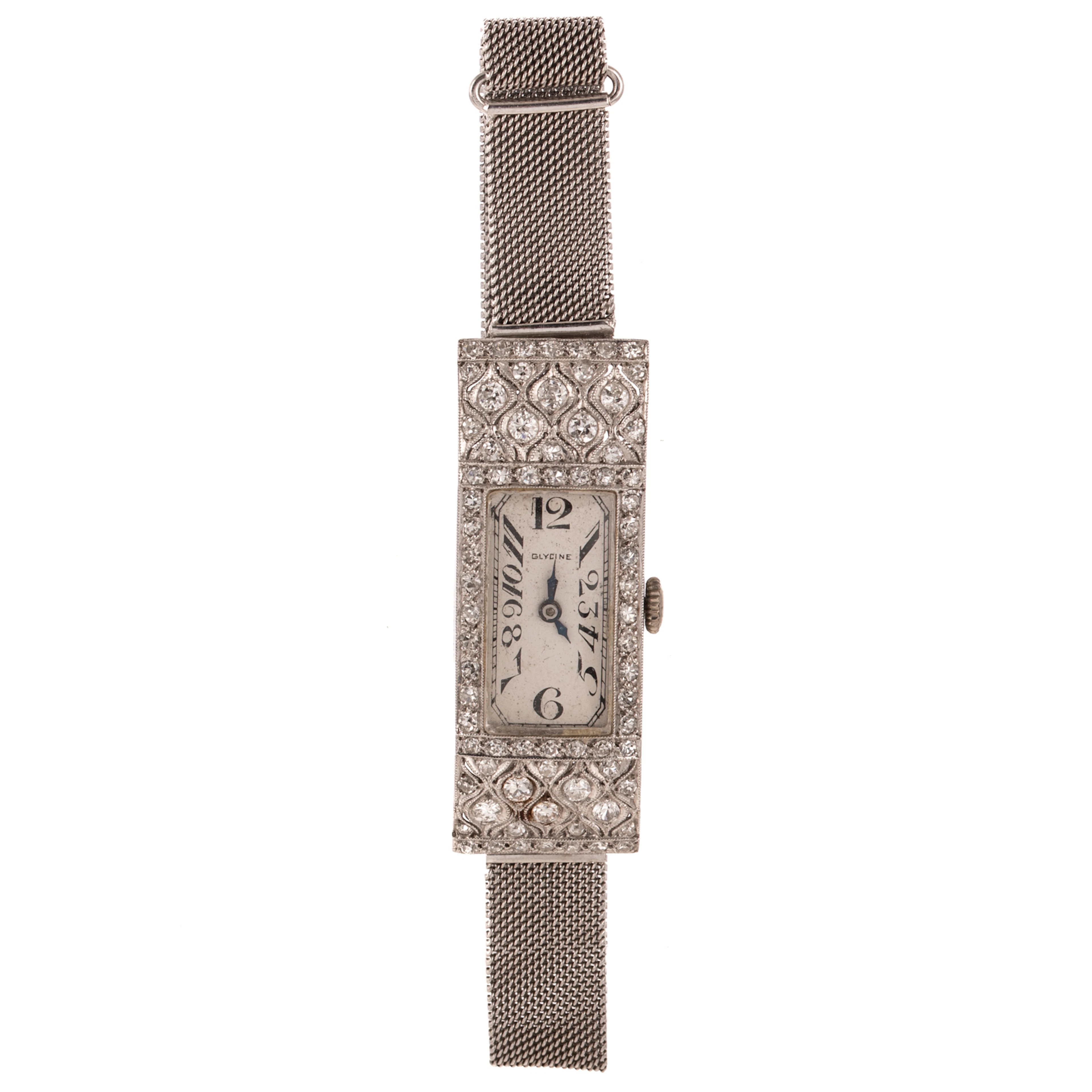 An Art Deco Diamond Glycine Watch in Platinum