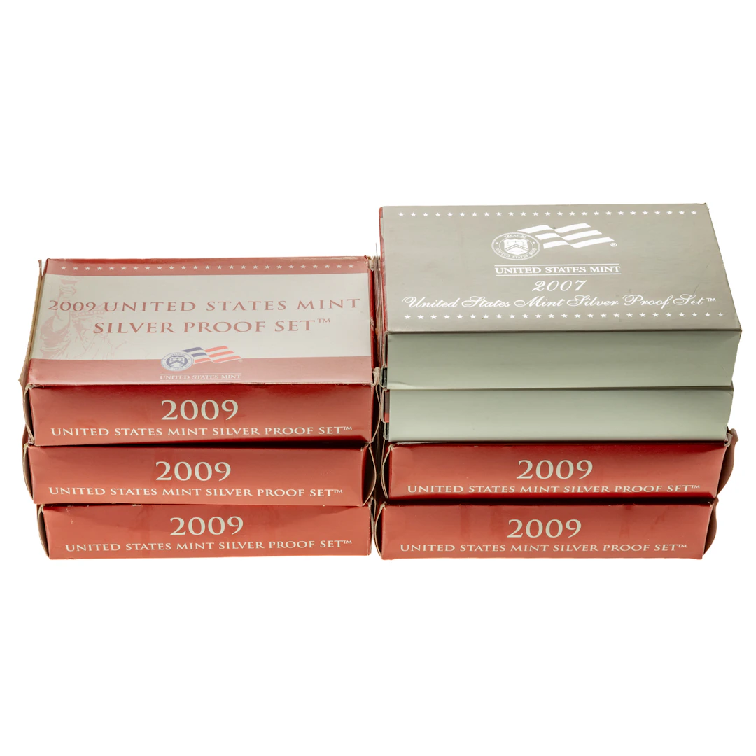 Silver Proof Sets - Five 2009 & Two 2007