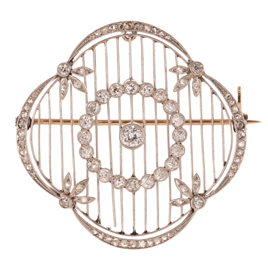 An Edwardian Diamond Brooch in Platinum & 14K