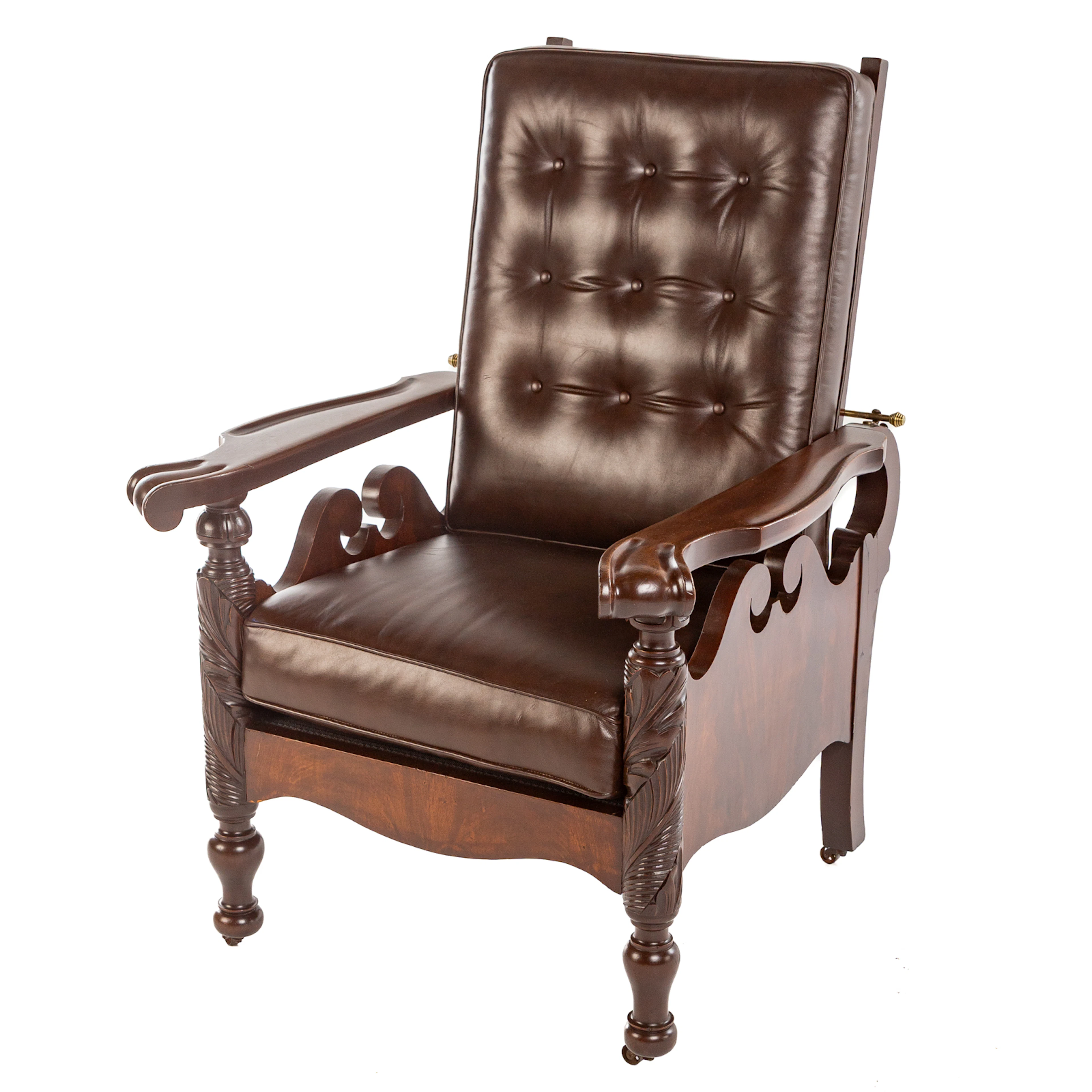 Victorian Style Upholstered Reclining Armchair