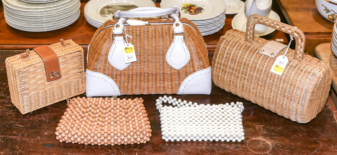 A Group of Wicker & Beaded Handbags