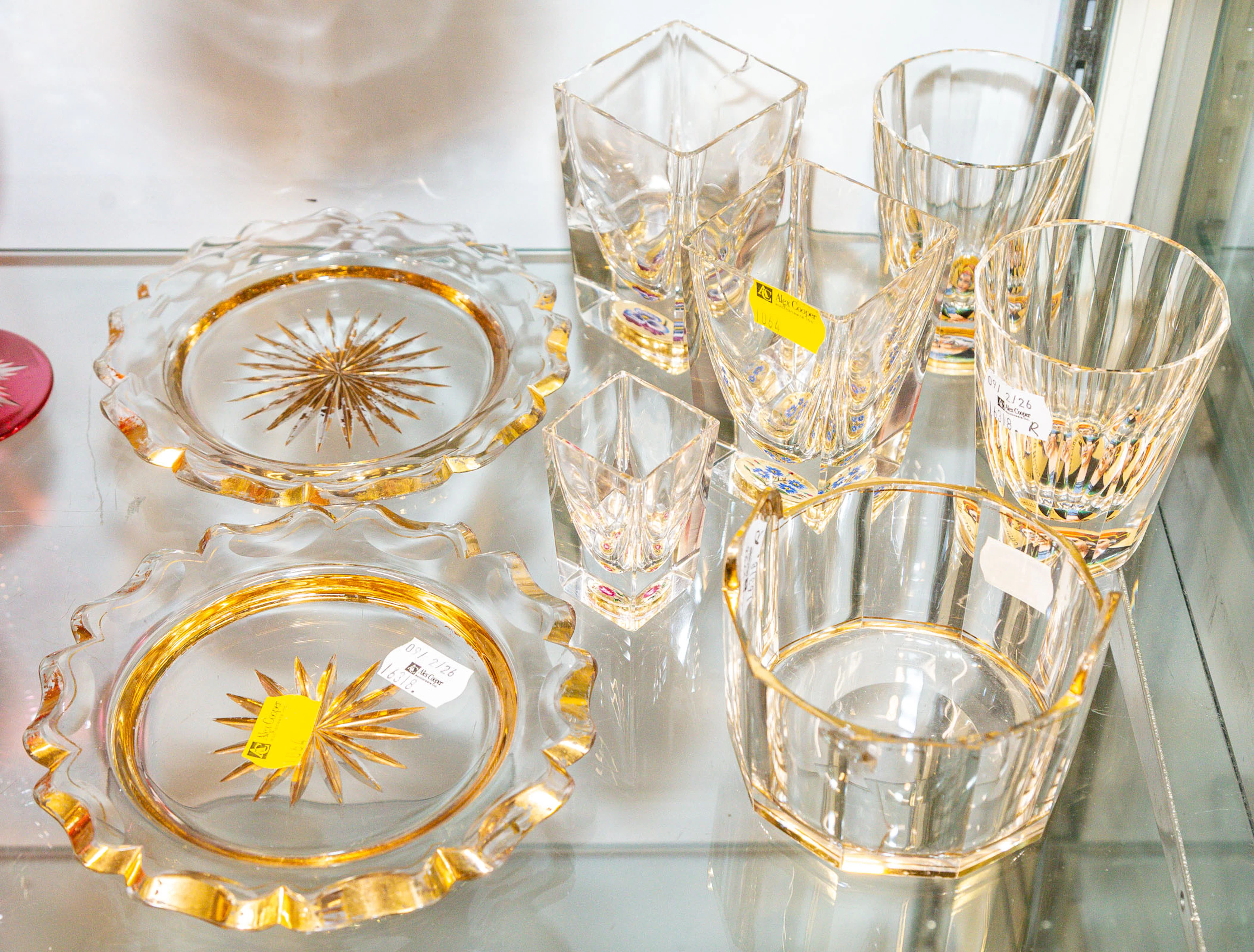 Five Pieces of Zwischengoldglas Glassware