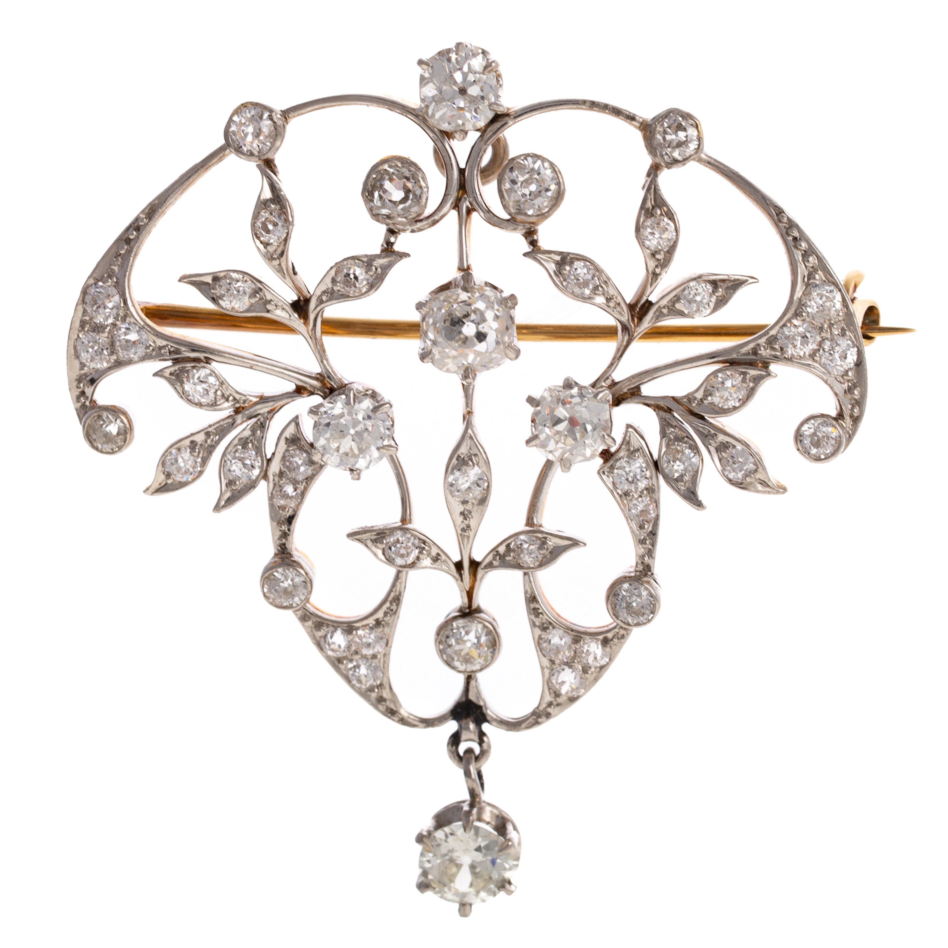 An Edwardian Diamond Pin/Pendant in Platinum & 14K