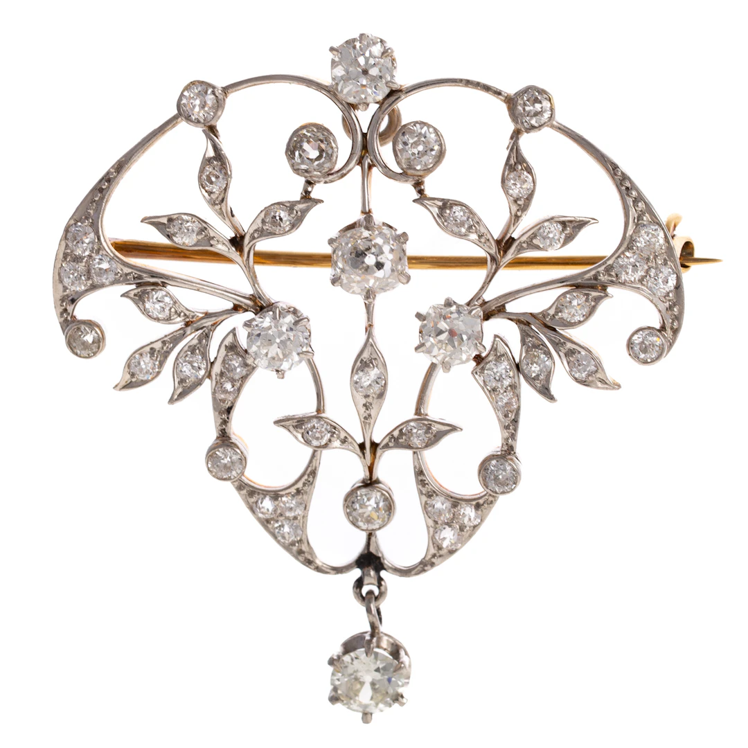 An Edwardian Diamond Pin/Pendant in Platinum & 14K