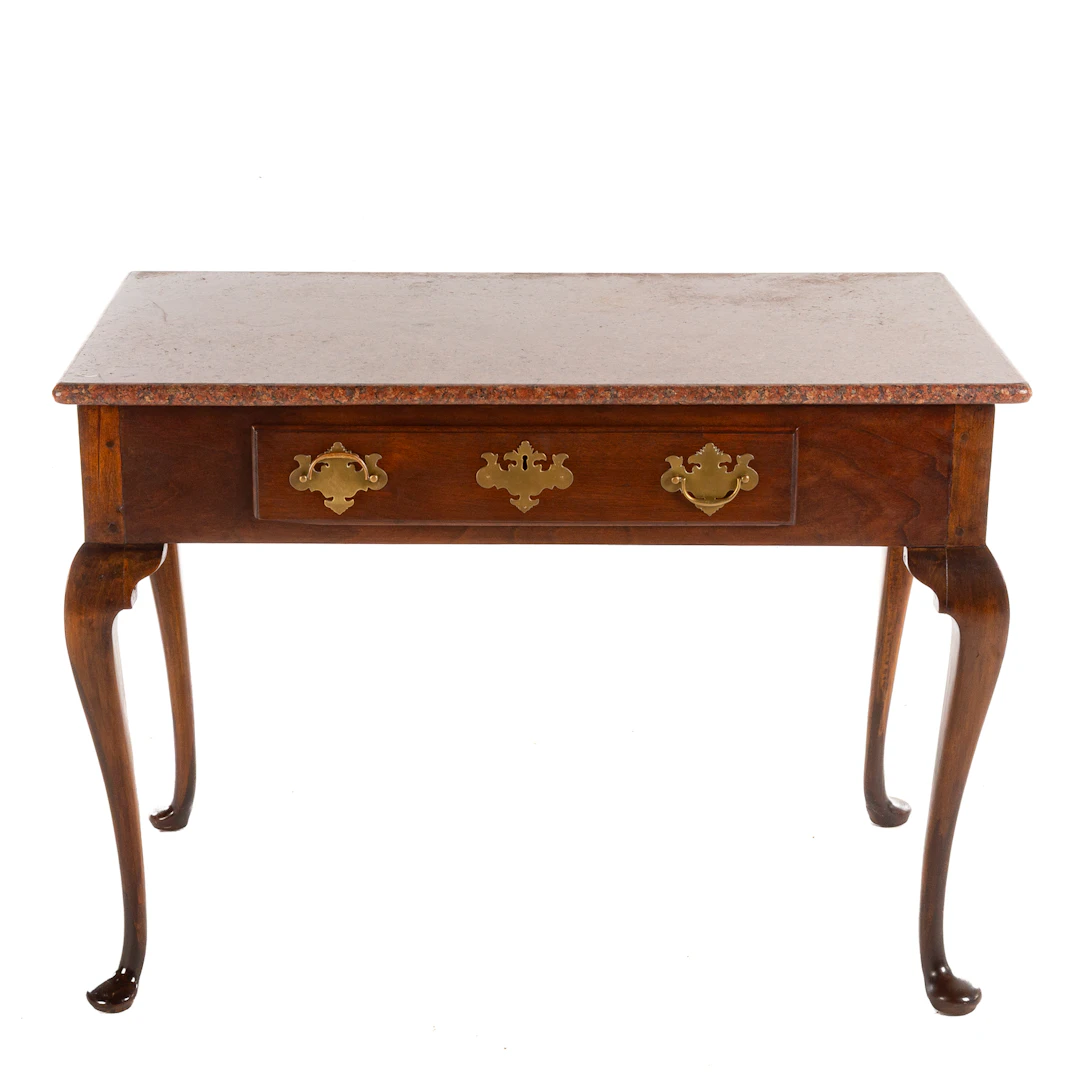 Queen Anne Walnut & Red Granite Top Writing Desk