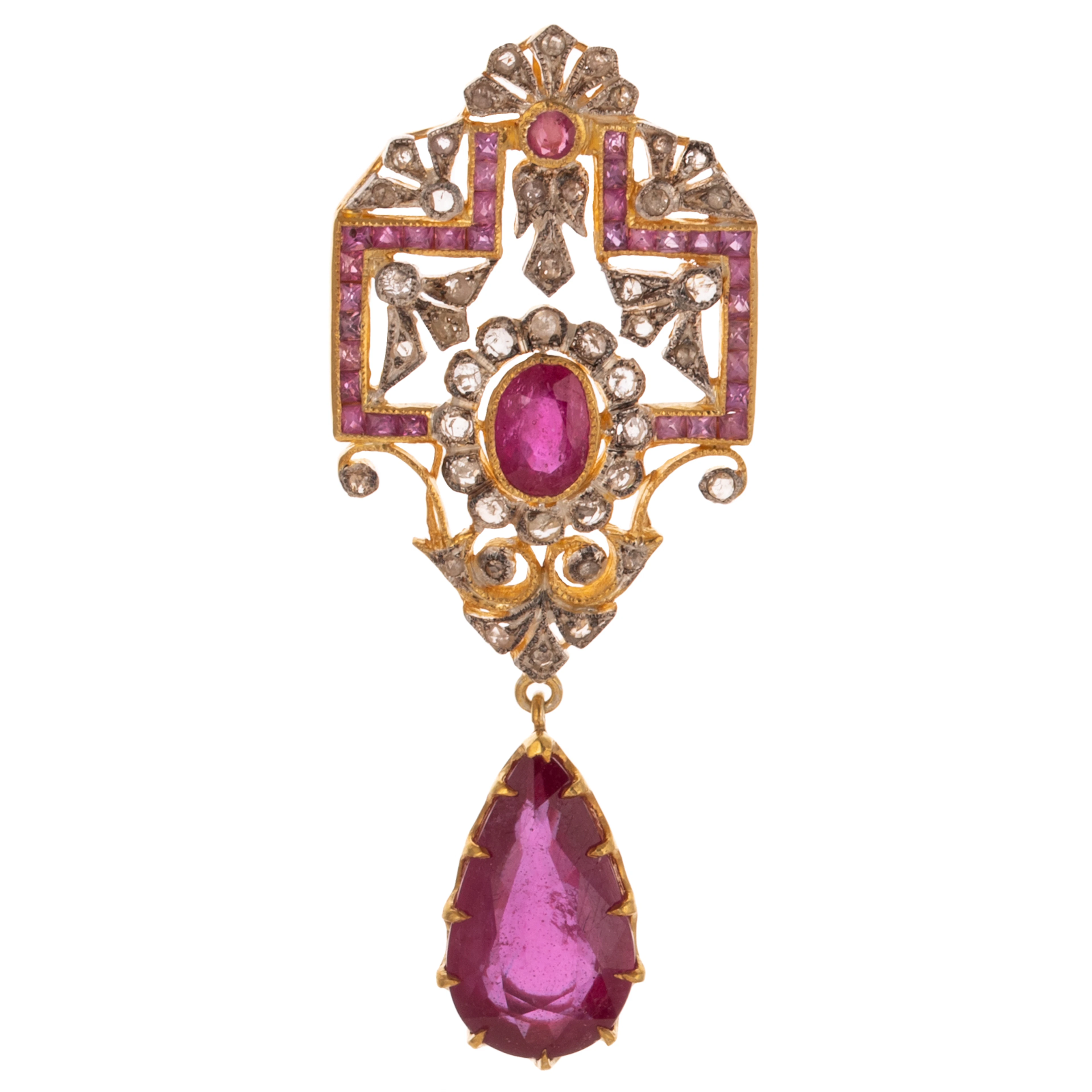 An Art Deco Style Ruby & Diamond Pendant
