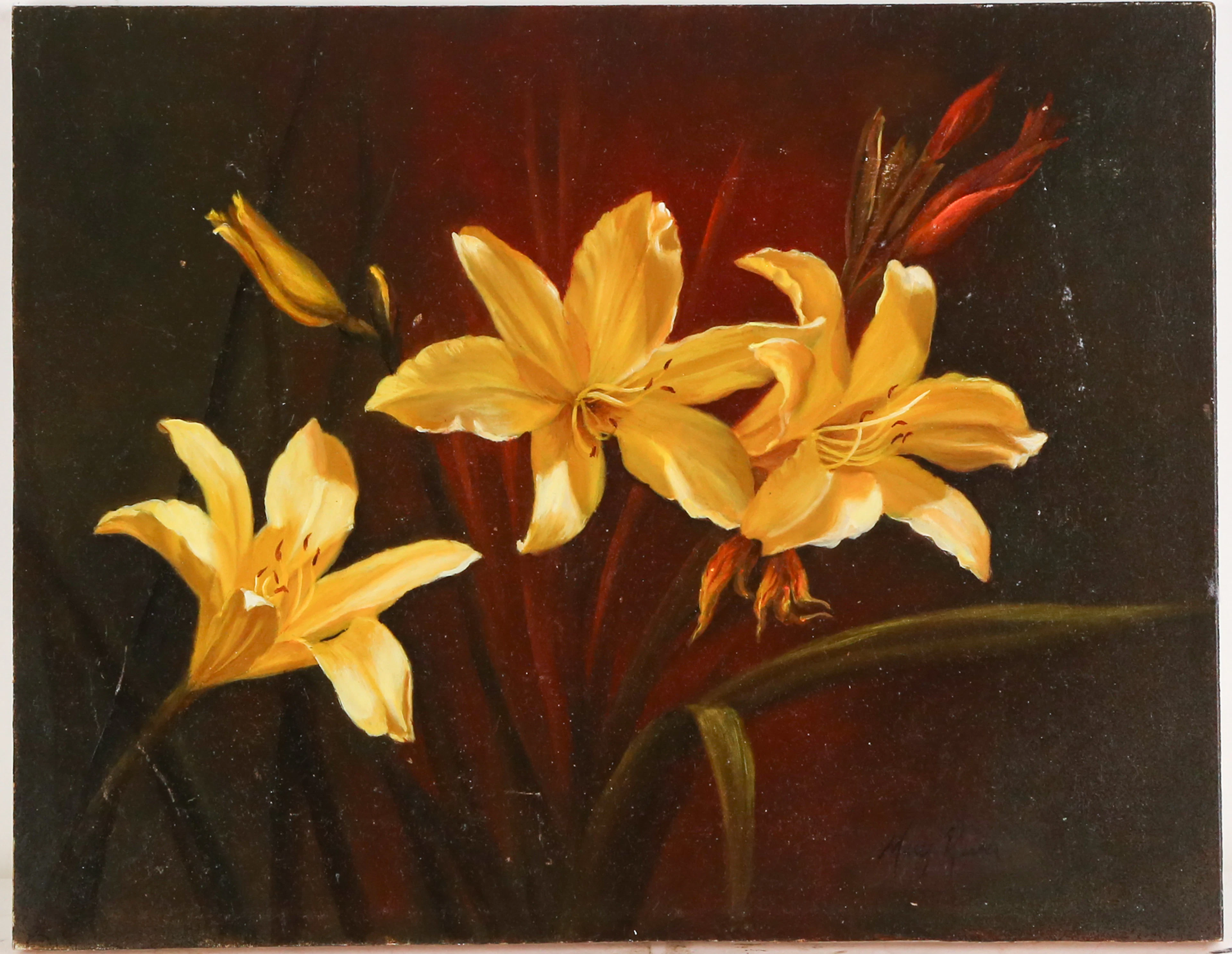 Mary Riva. Yellow Lilies, oil