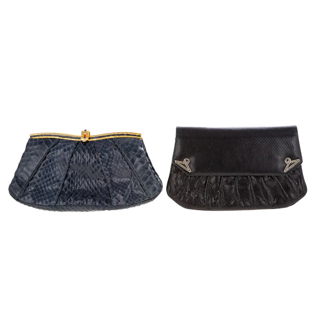 Two Vintage Reptile-Embossed Judith Leiber Evening Bags