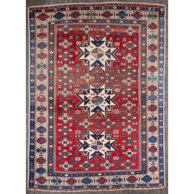 Antique Kuba Rug, Caucasus, 4 x 5.6