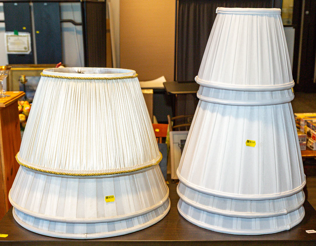 Nine Pleated Fabric Lamp Shades