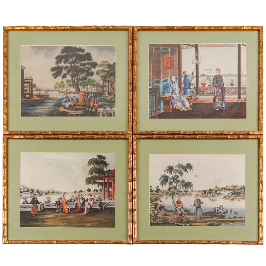 Set of Four 19th c. Chinese Export Gouaches