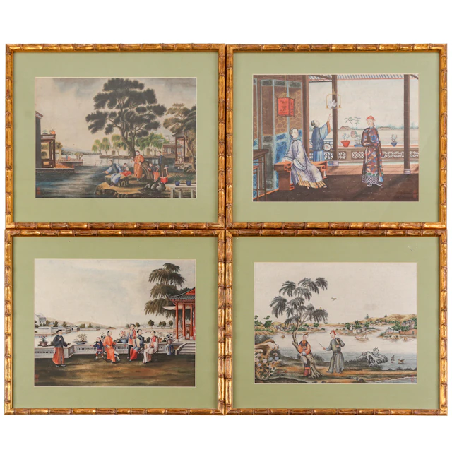 Set of Four 19th c. Chinese Export Gouaches