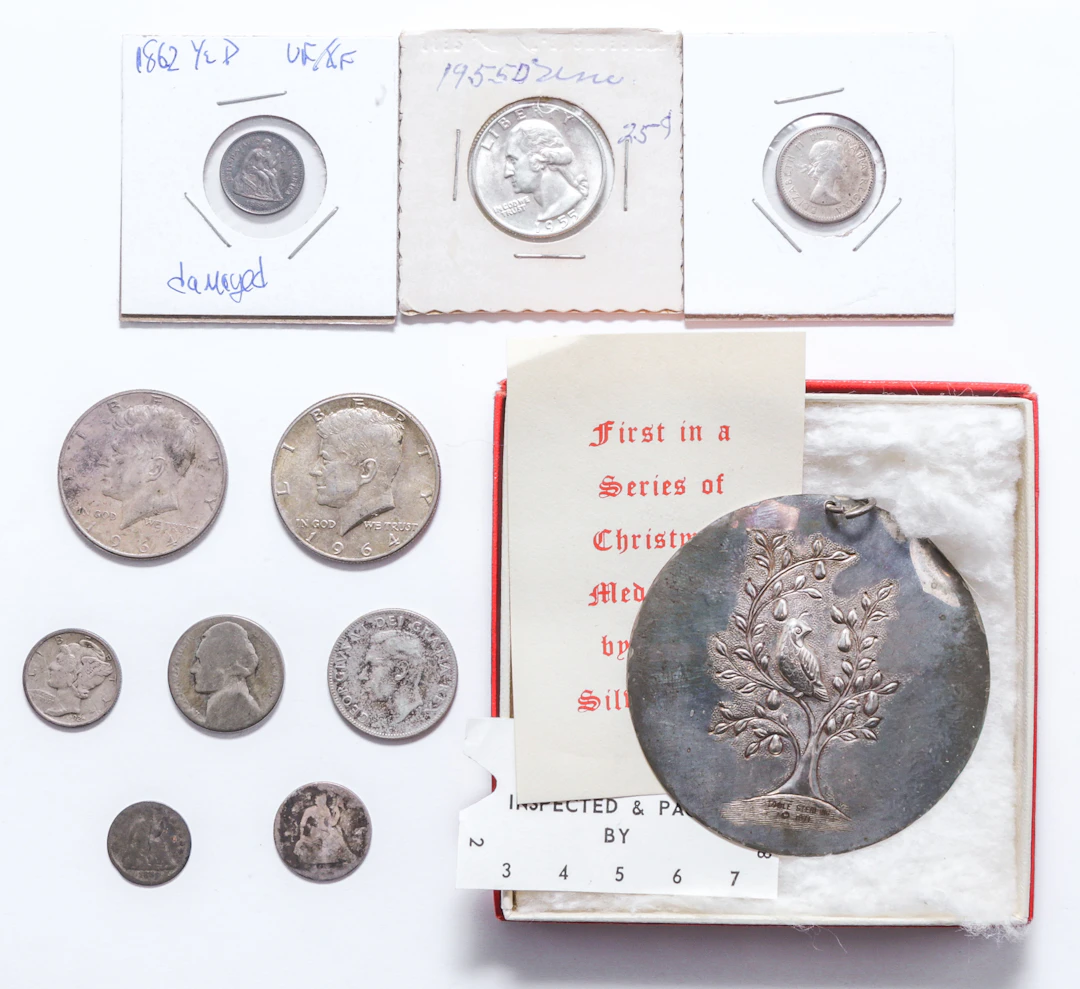 Variety of Silver Coins & Exonumia