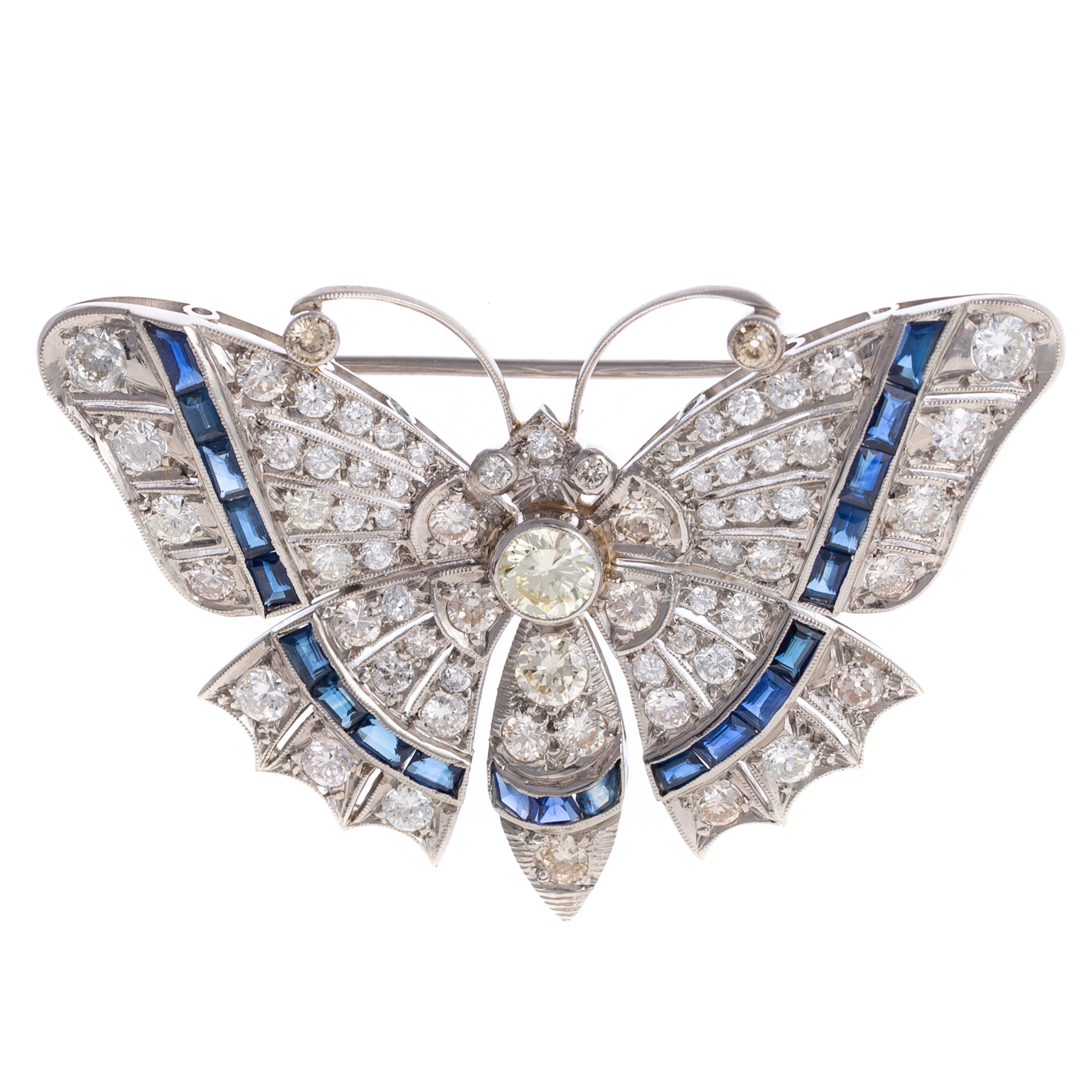 An Art Deco Style Diamond Butterfly Brooch in Platinum