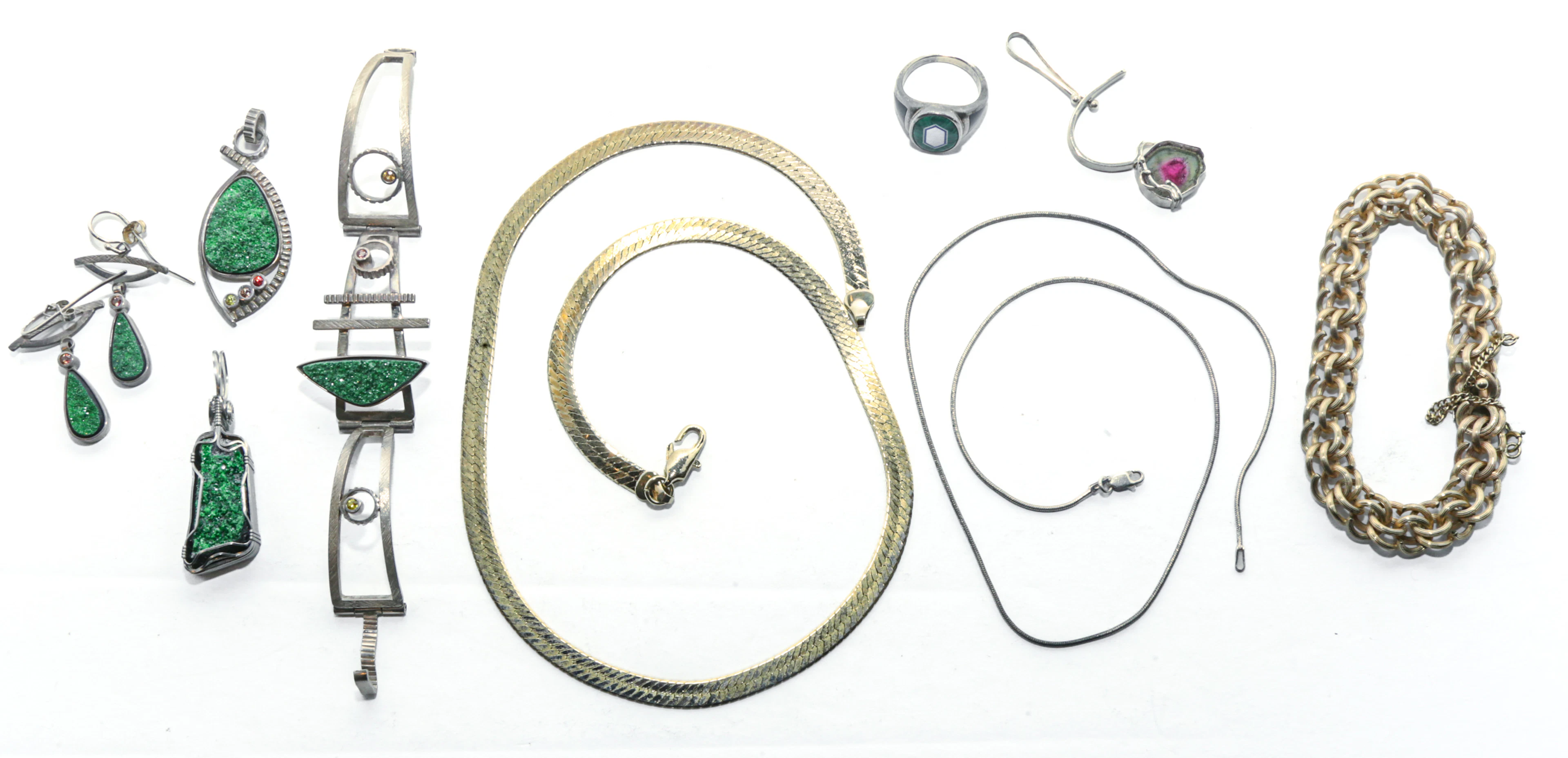 A Group of Green Stone Jewelry