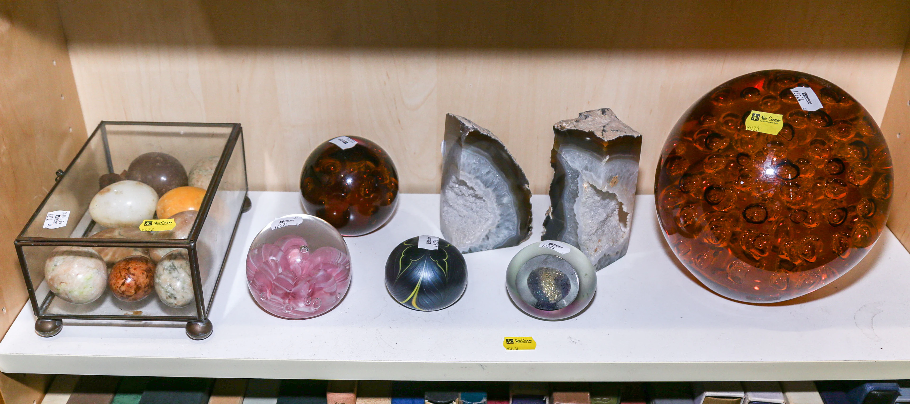 A Selection of Glass Paperweights & Stone Eggs