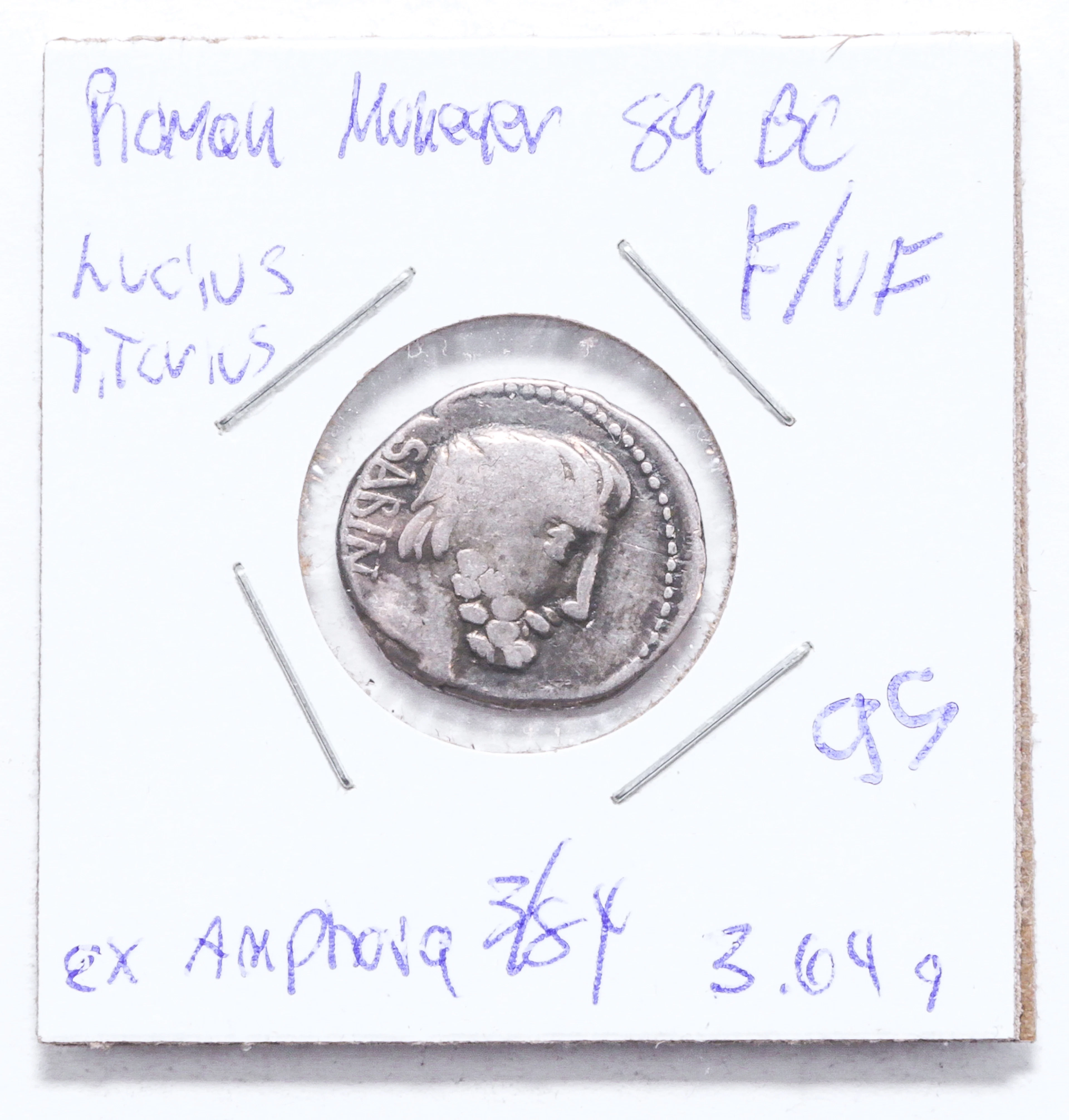 L. Titurius L.f. Sabinus, Roman Moneyer 89BC