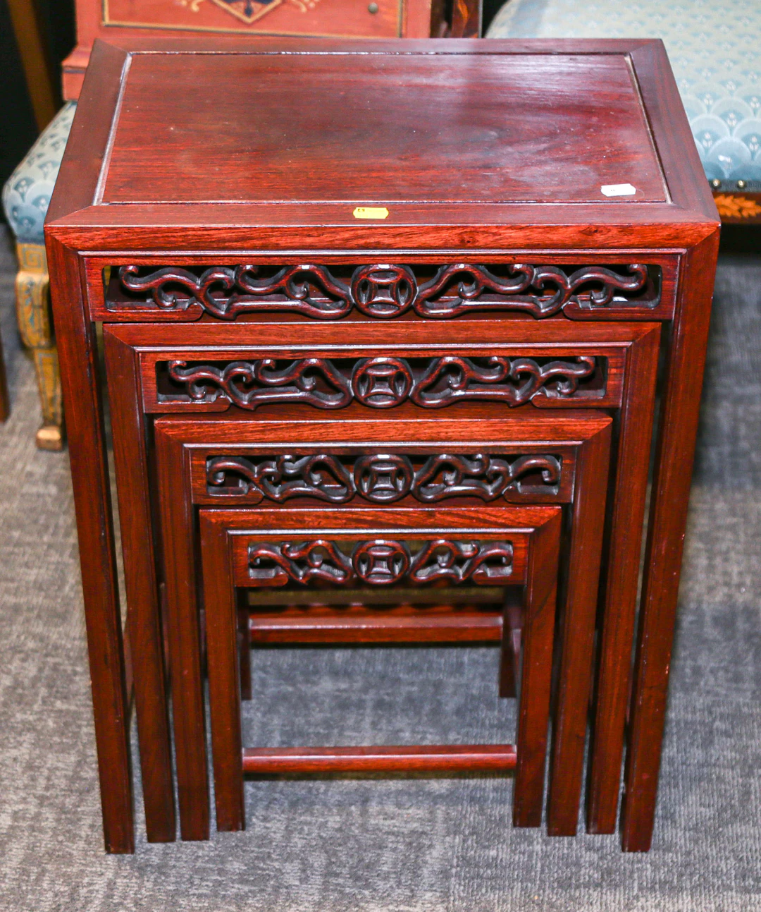 A Set of Four Chinese Mahogany Nesting Tables