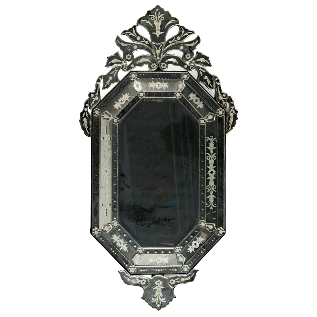 A Venetian Style Etched Glass Mirror
