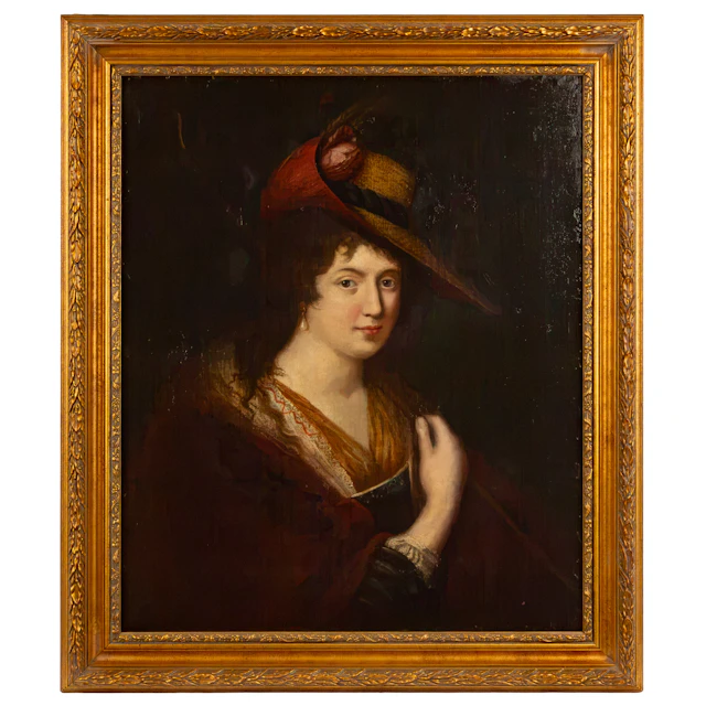 After Paulus Moreelse. "A Young Shepherdess," oil