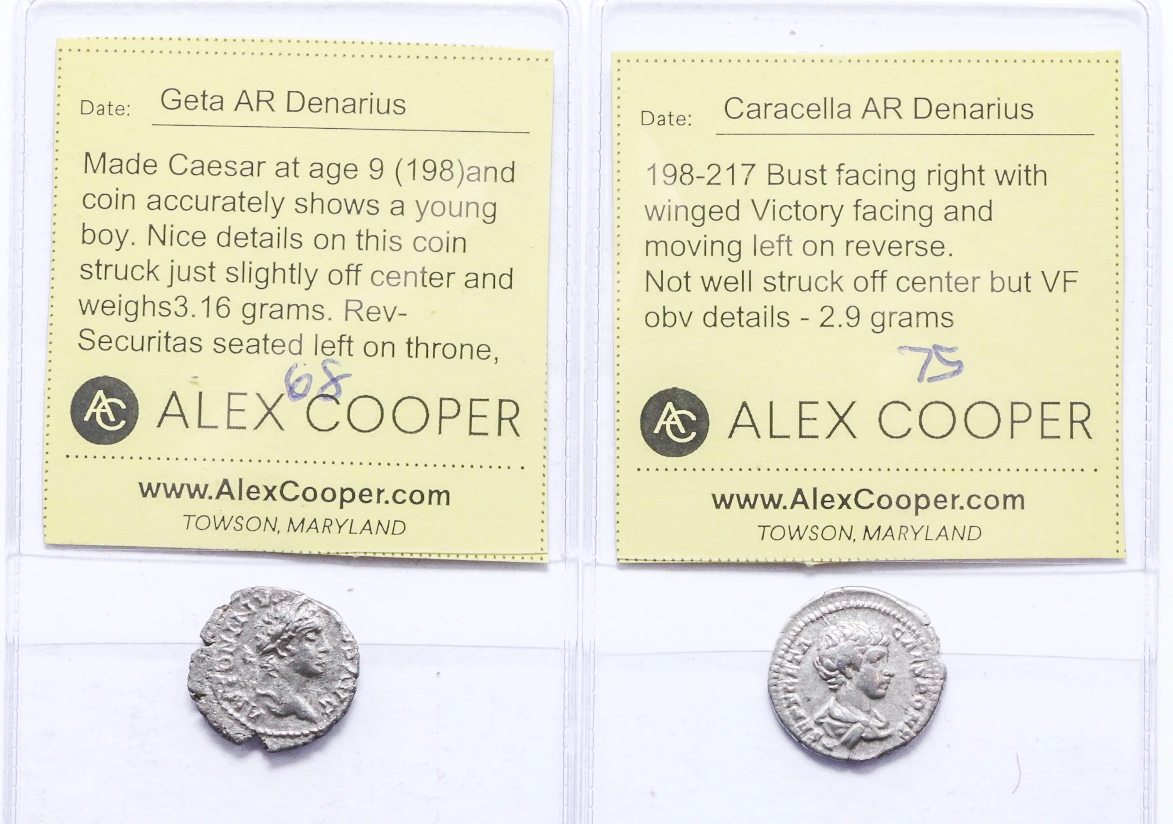 Two Brothers, Geta & Caracalla AR Denari