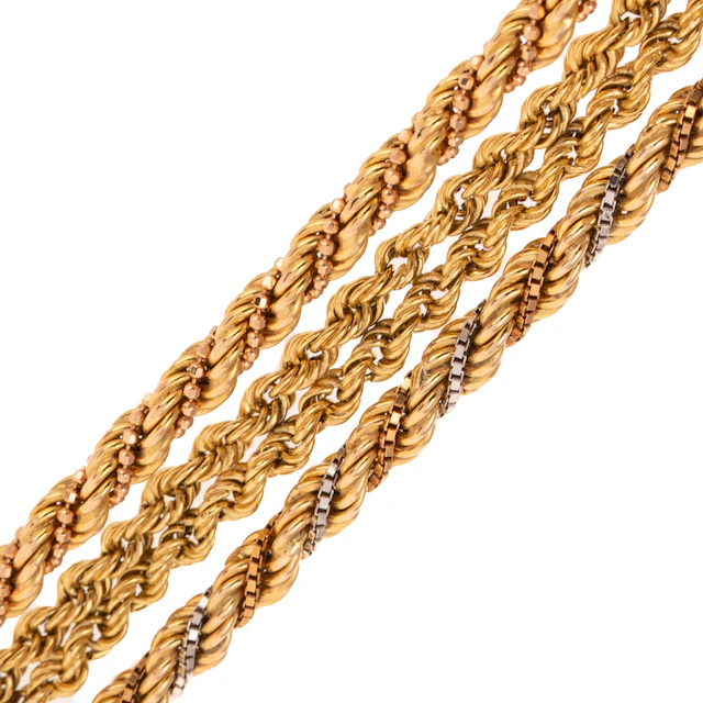 A Trio of Rope Chain Bracelets in 14K & 18K
