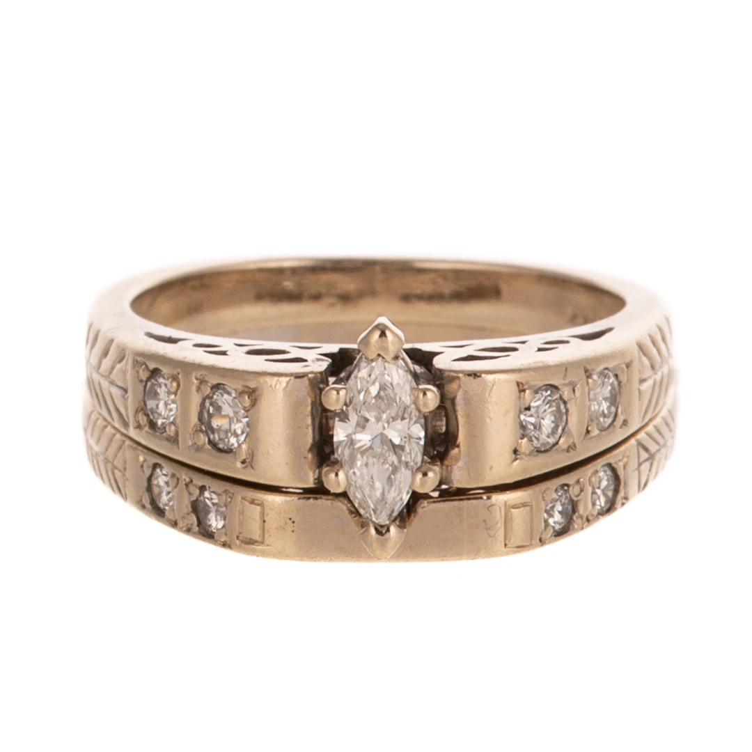 A Custom Diamond Wedding Ring Set in 14K