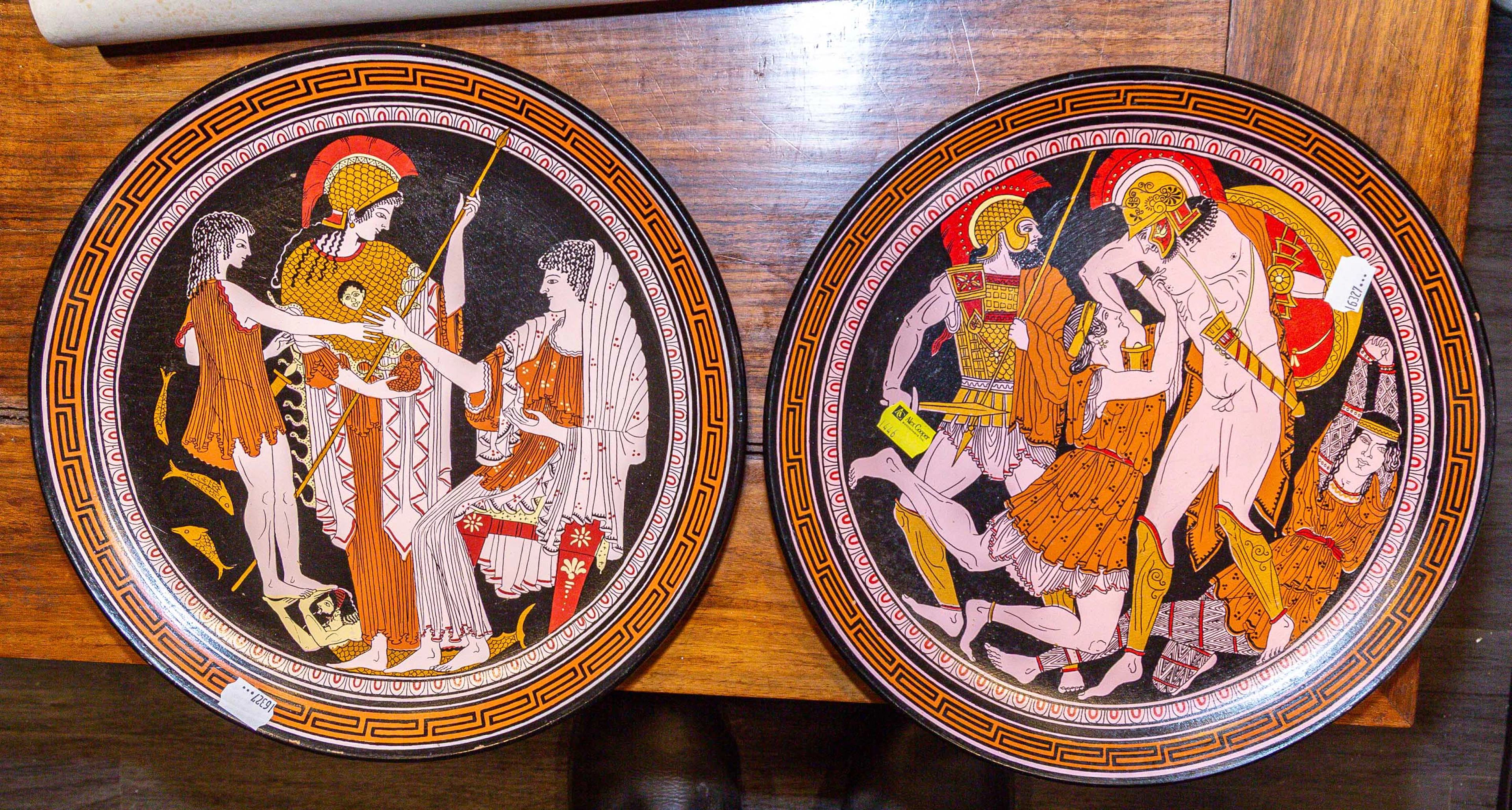 Two Greek Painted Terracotta Chargers