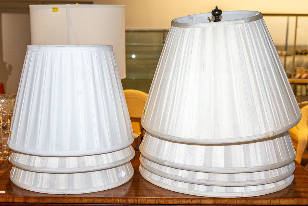 Seven Pleated Fabric Lamp Shades