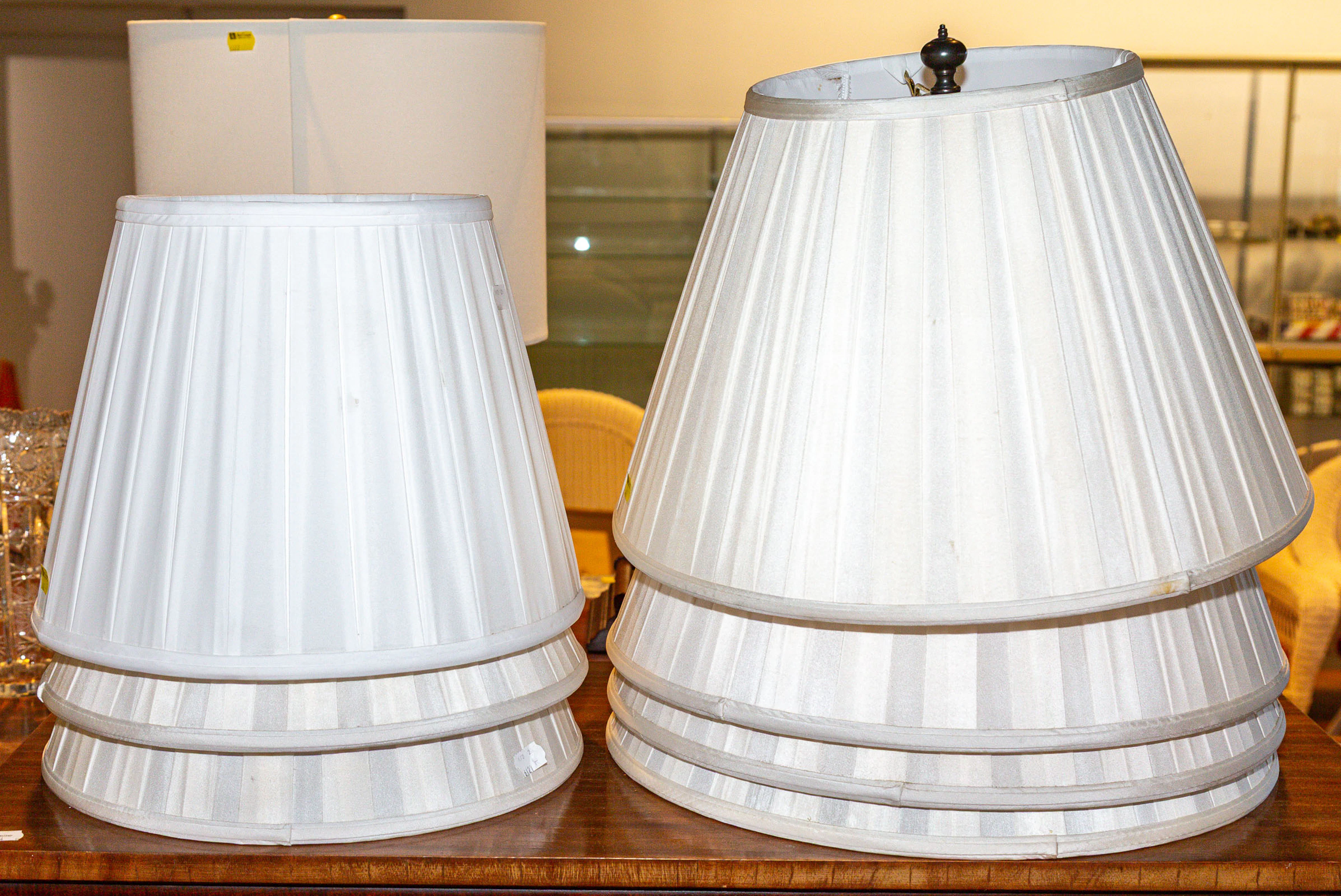 Seven Pleated Fabric Lamp Shades