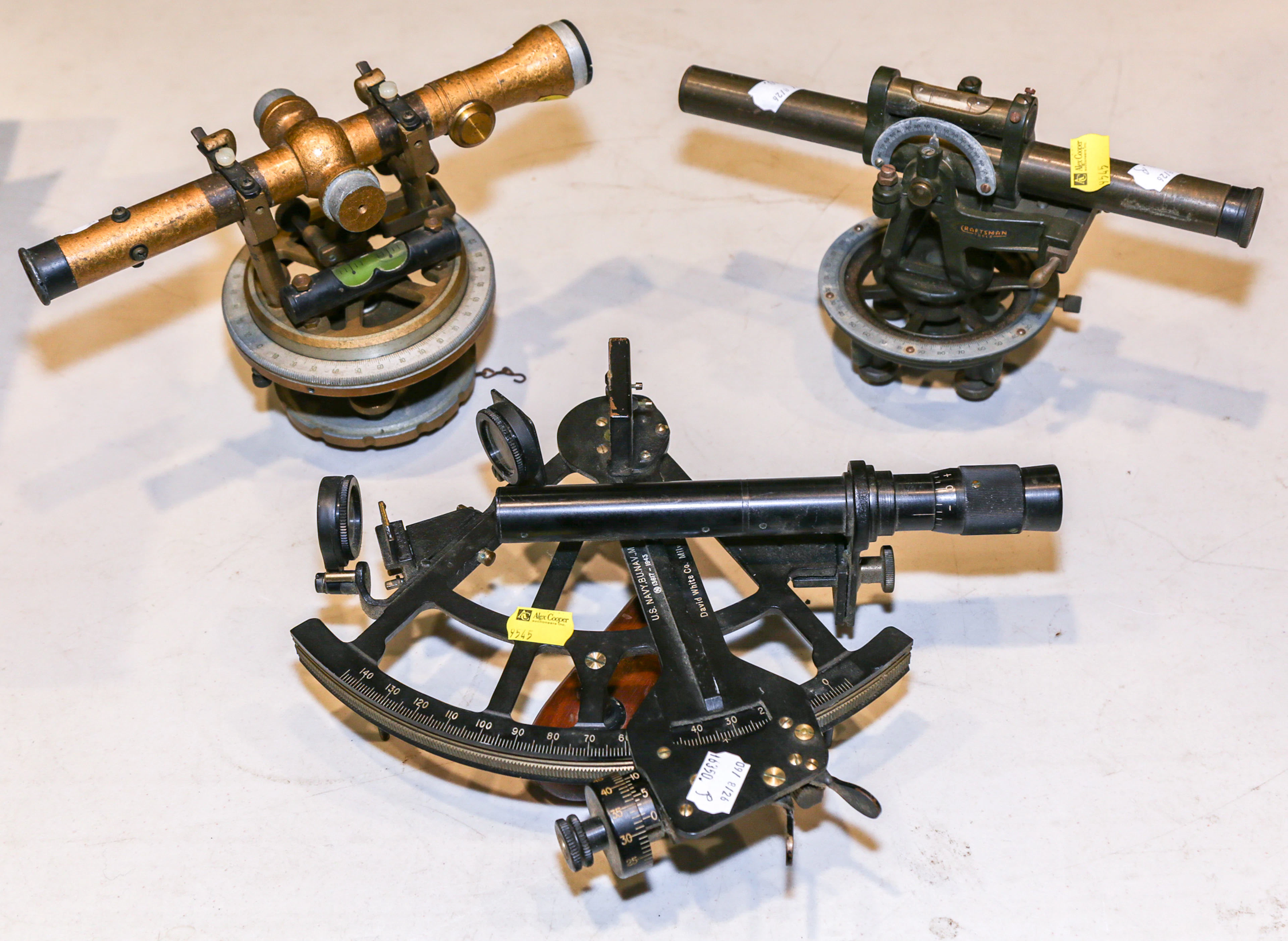 A U.S. Navy Sextant & Two Surveyor's Transits