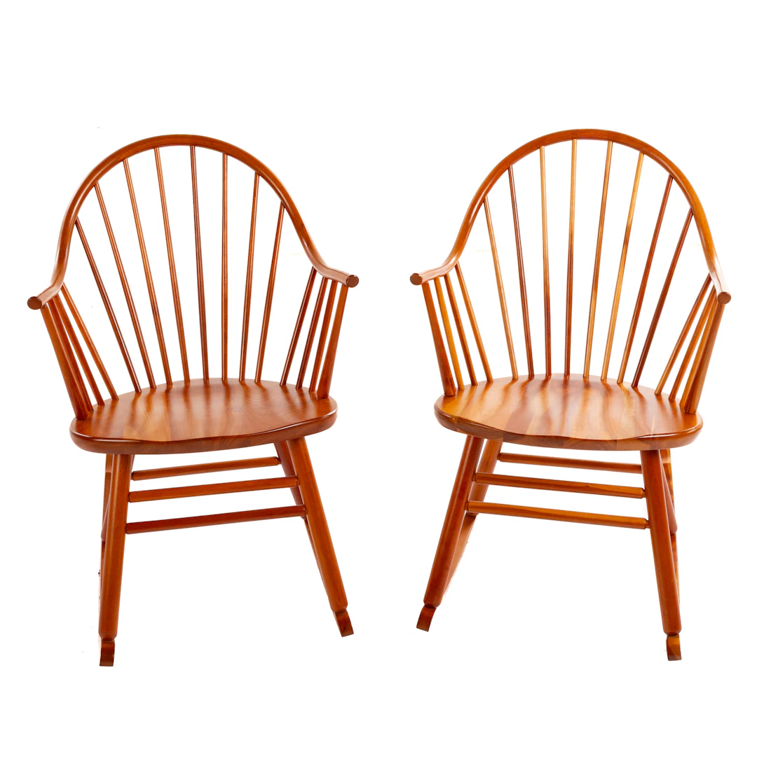 A Pair of Maine Mado Cherry Rocking Chairs